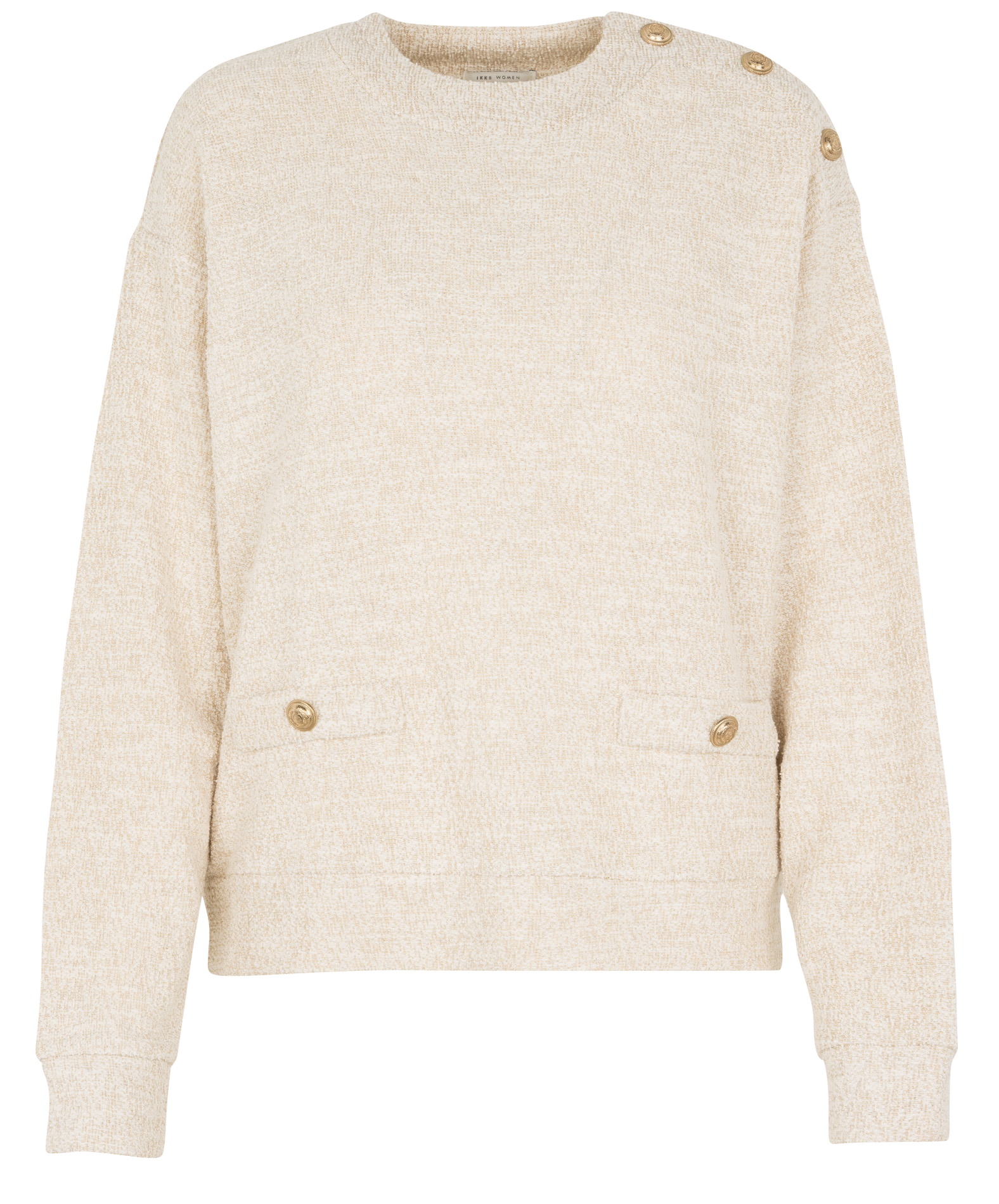 Pull col rond en coton mélangé IKKS Blanc
