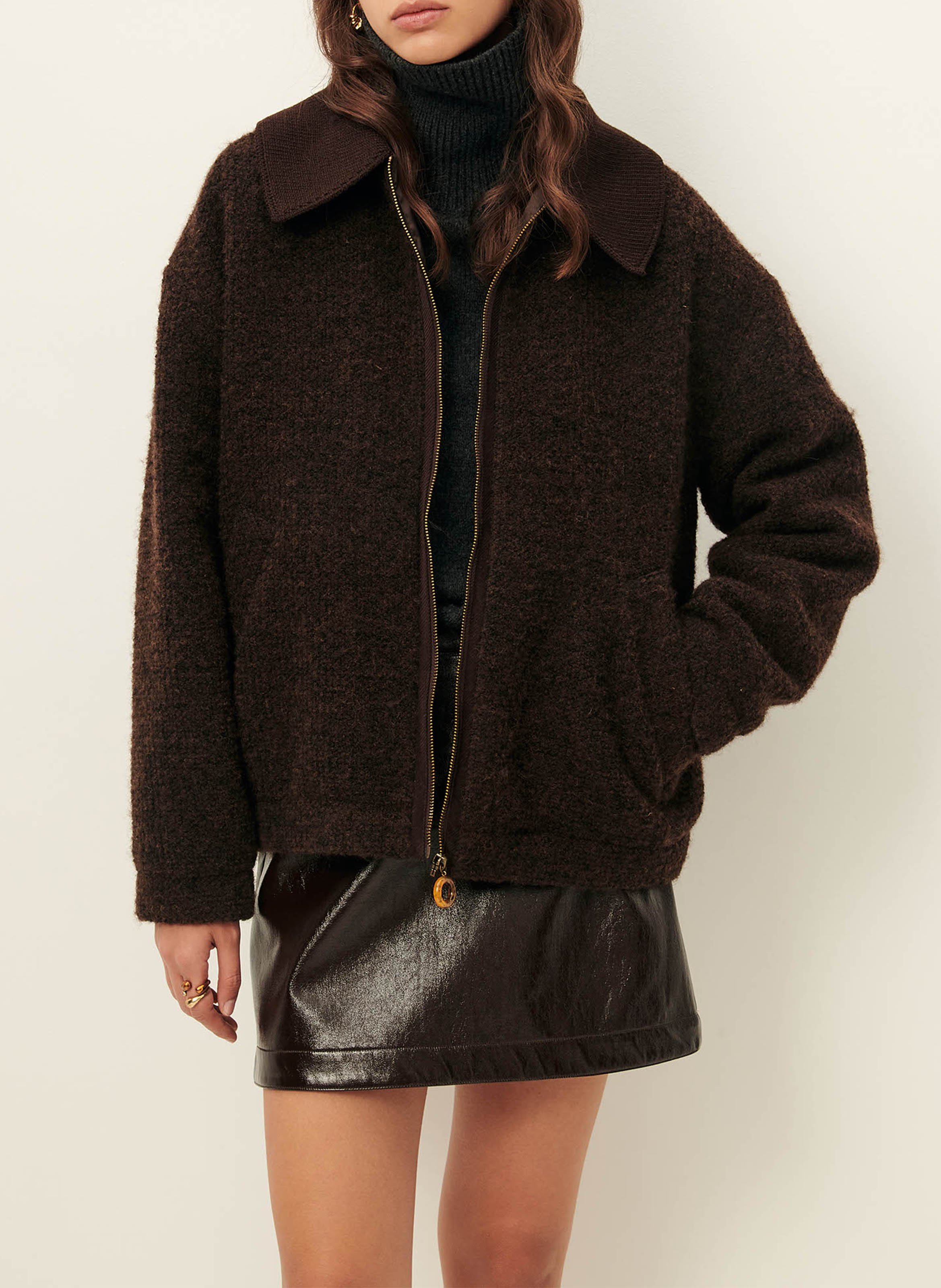 Veste en maille oversize col classique heavenly SESSUN Marron