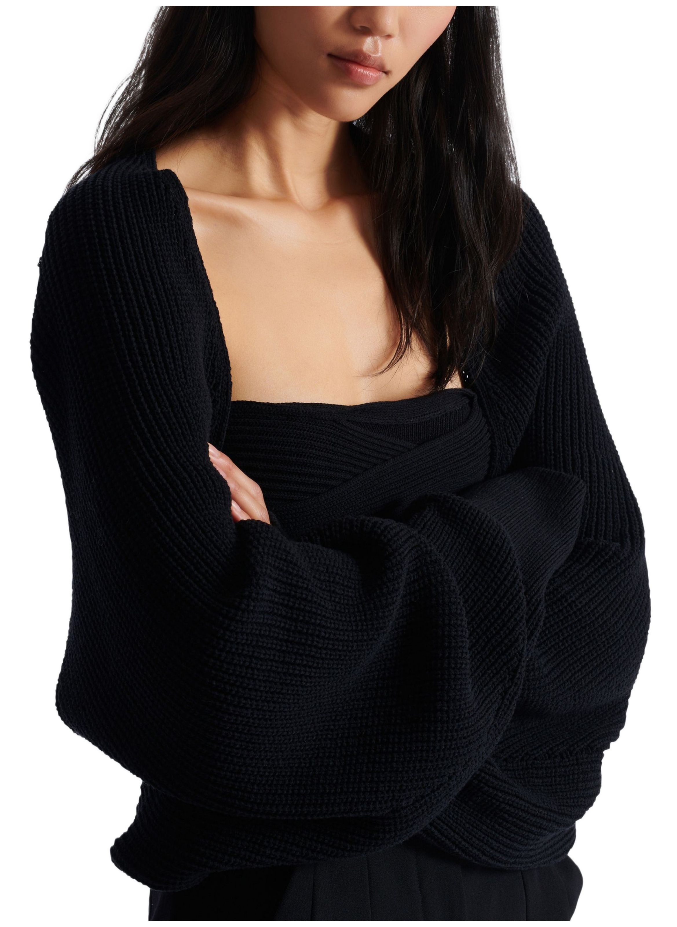 Boléro en maille côtelée BALMAIN Noir