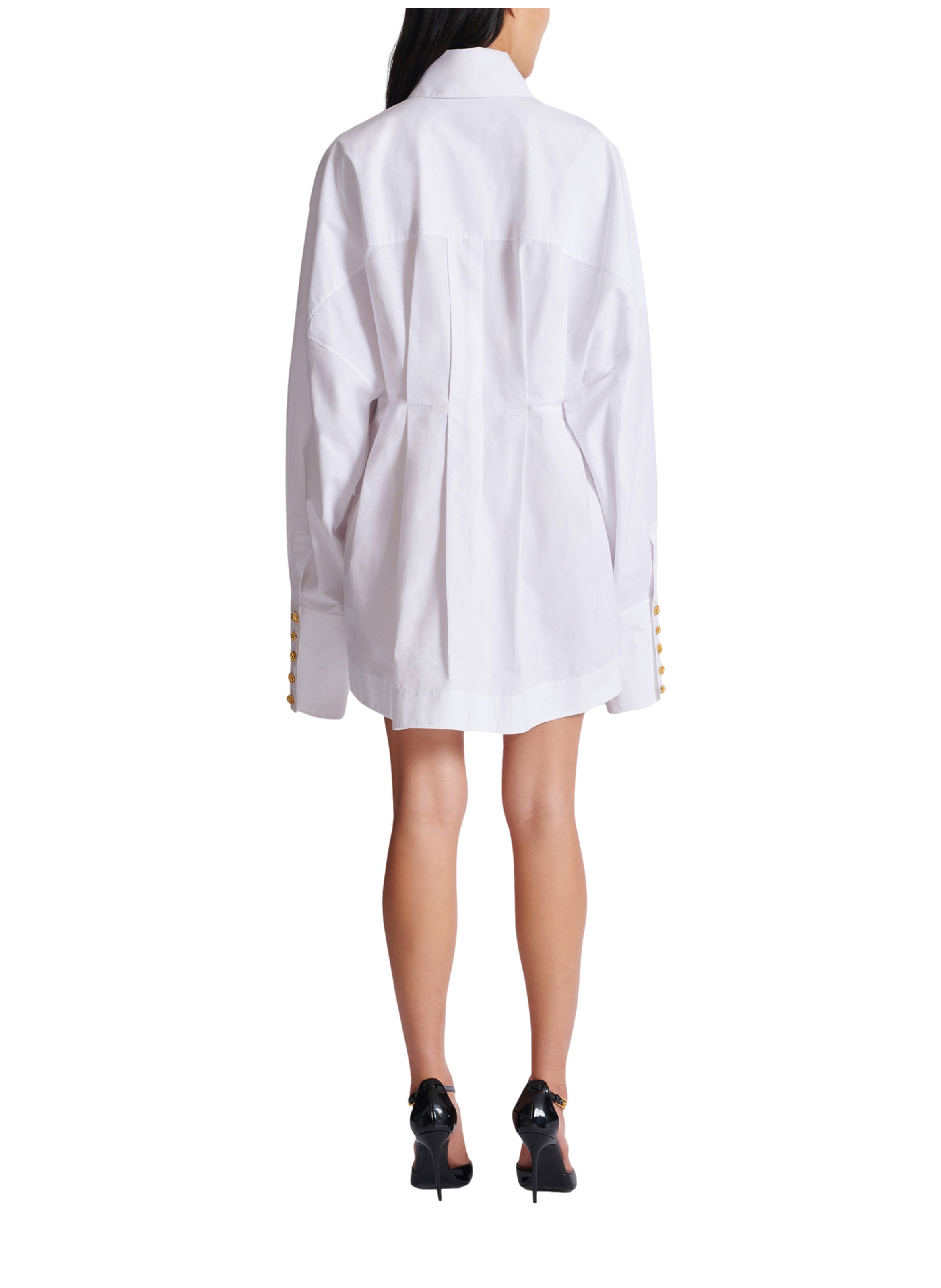 Robe-chemise en popeline BALMAIN Blanc
