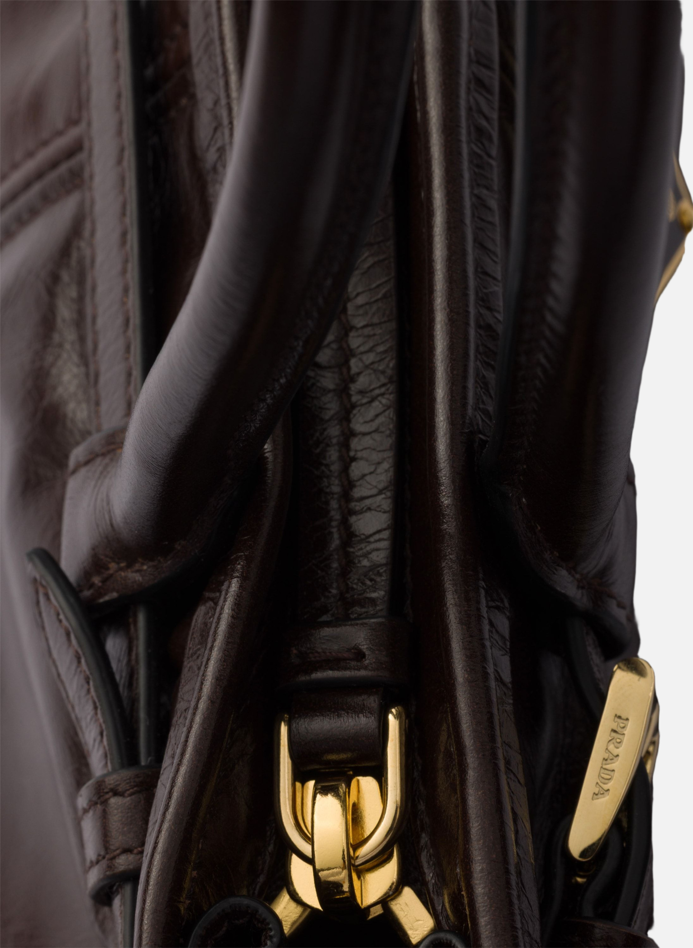 Mini sac à main prada bonnie en cuir PRADA Marron