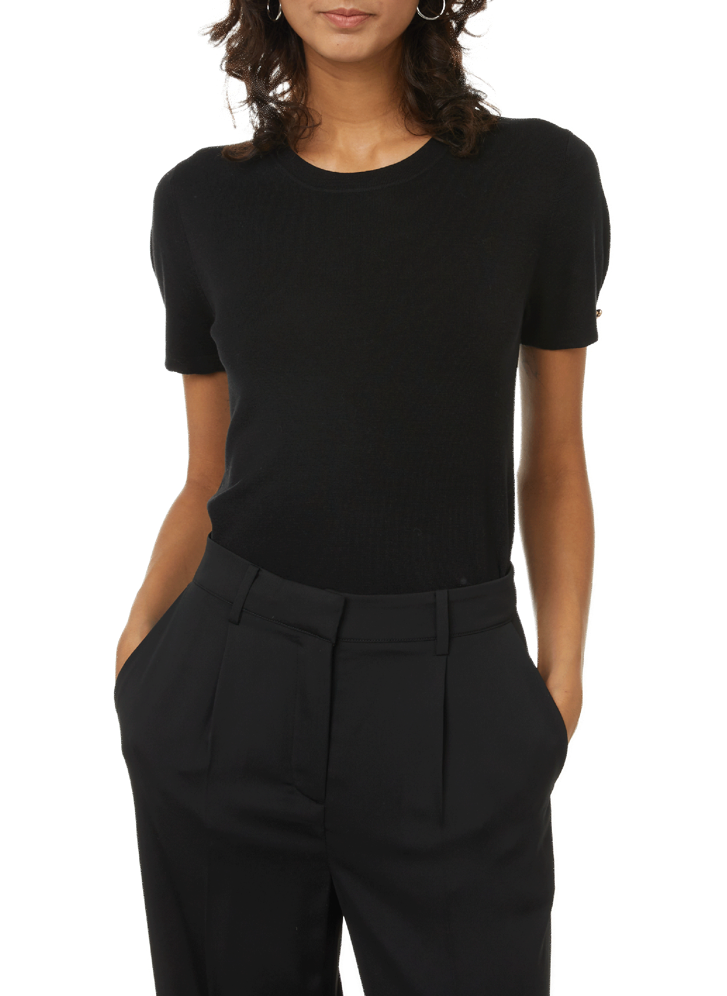 T-shirt en maille en soie et cachemire CRUSH COLLECTION Noir