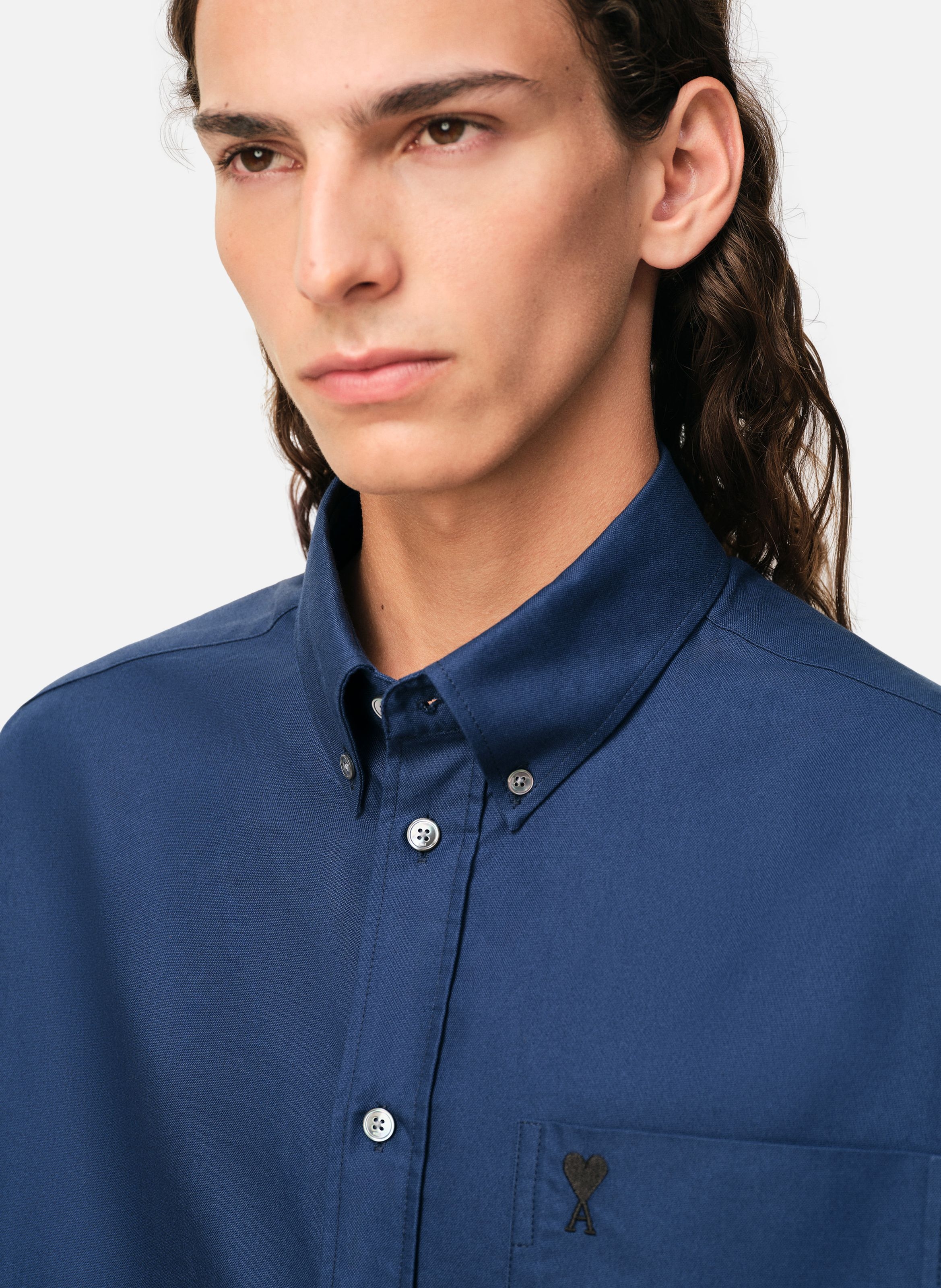 Chemise boxy ami de coeur en coton AMI PARIS Bleu