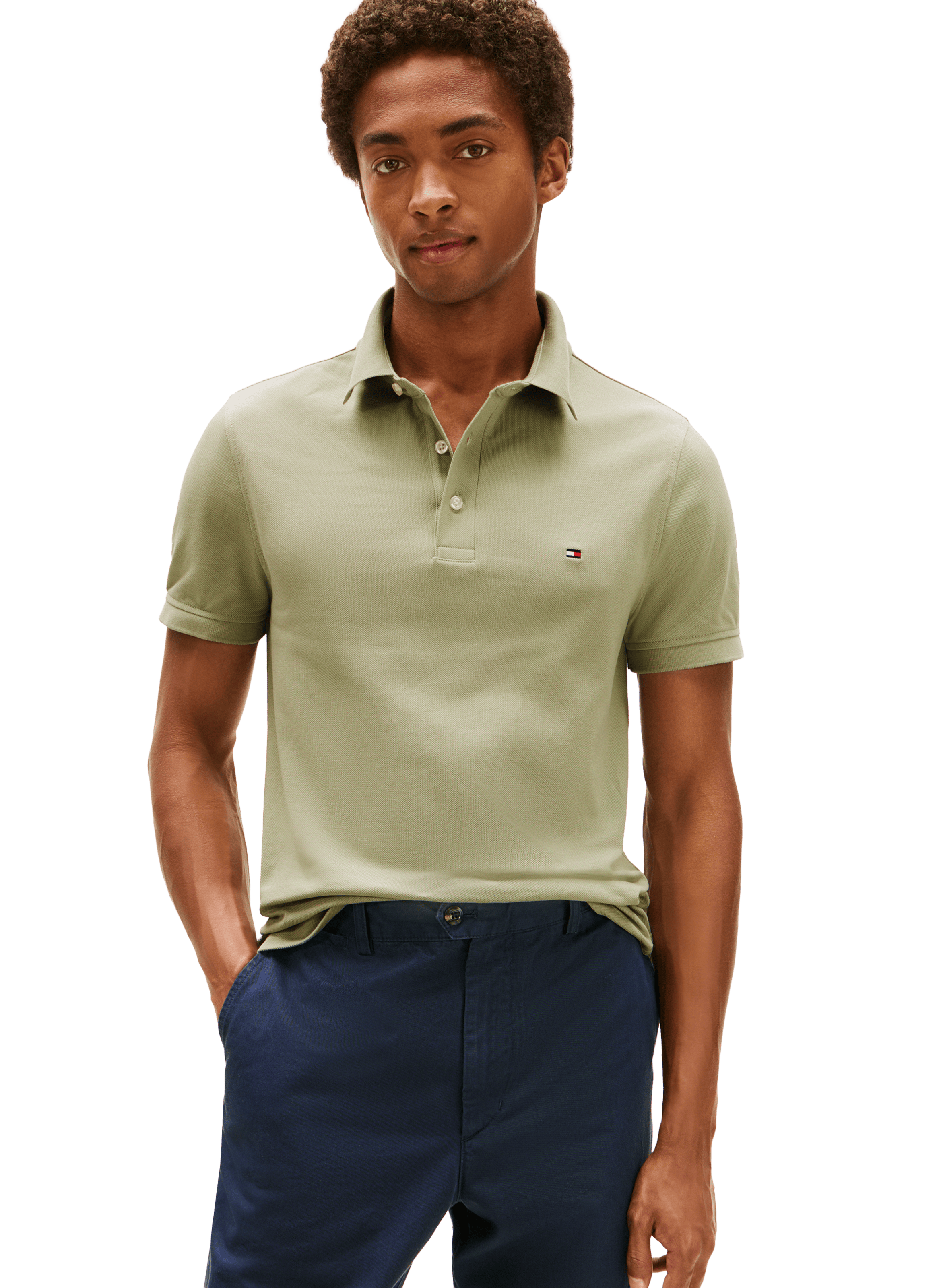 Organic cotton piqué slim-fit polo shirt TOMMY HILFIGER Green
