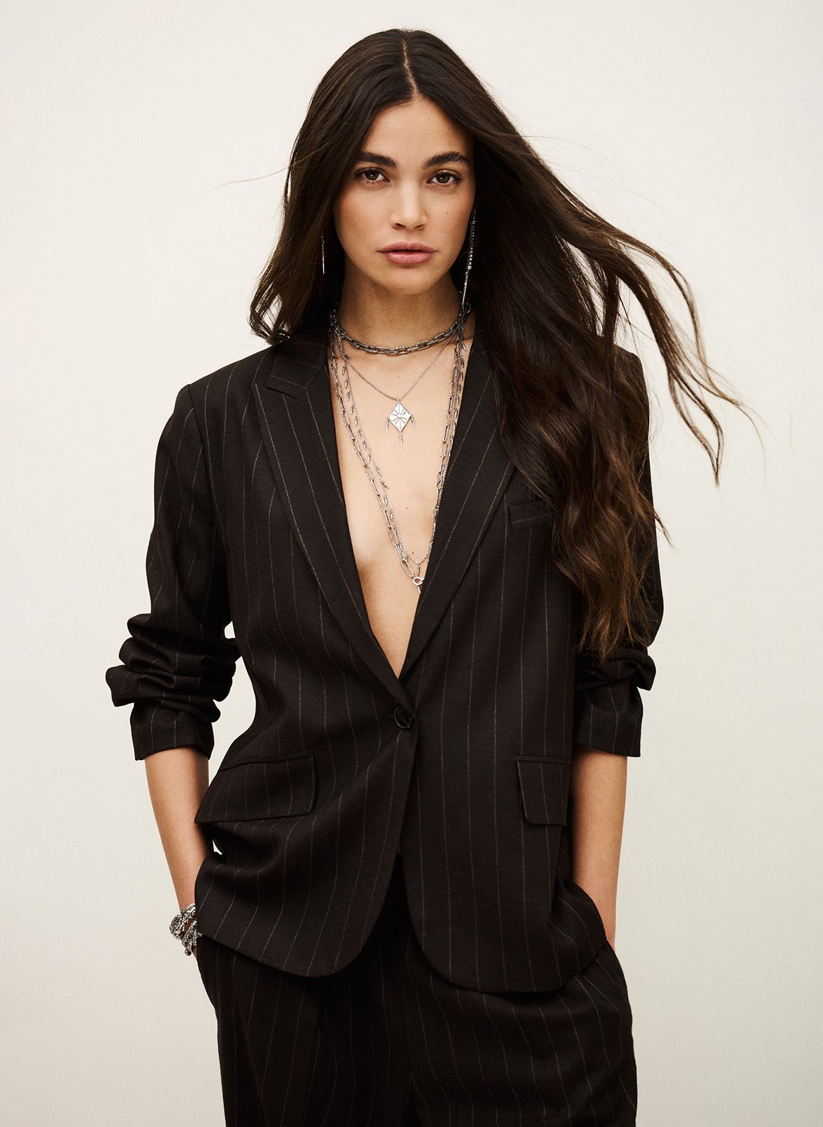 Veste tailleur oversize rayée hocee BA&SH Marron