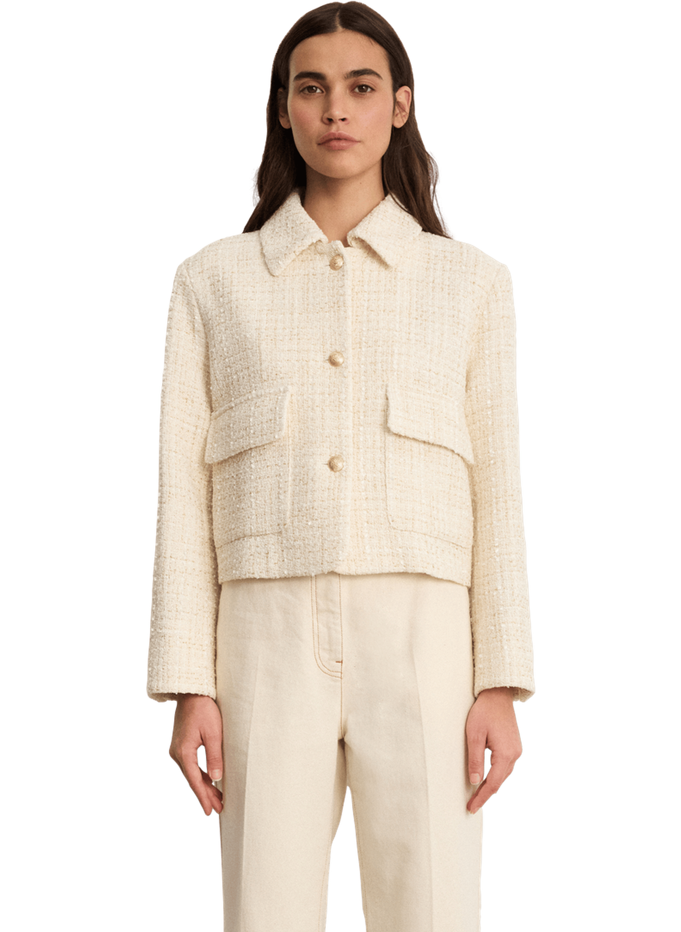 Veste à col en tweed et lurex - maloe PABLO Beige