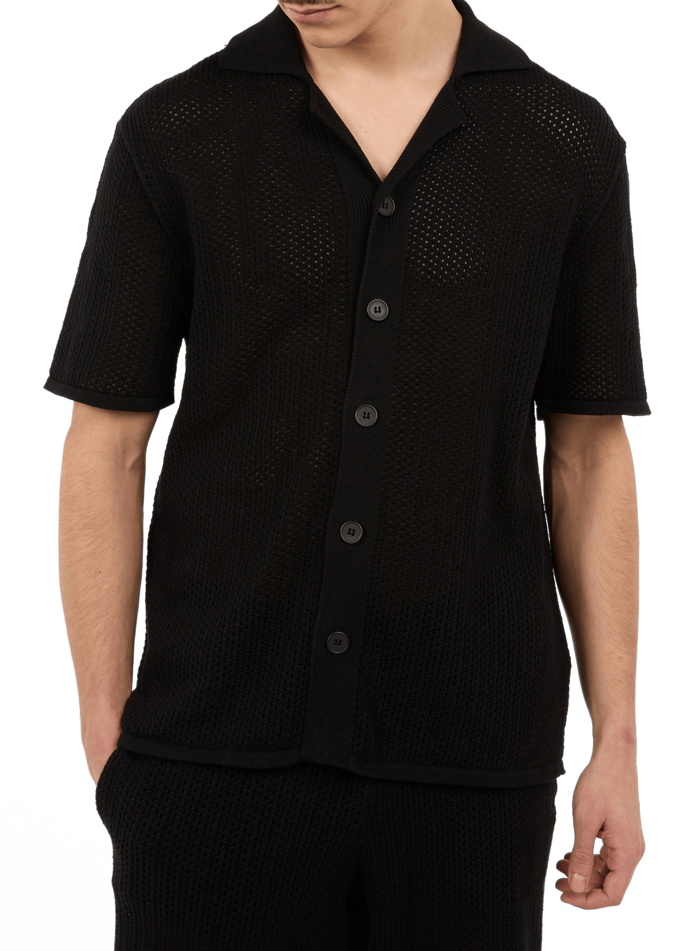 Hesch cotton openwork shirt SAISON 1865 Black