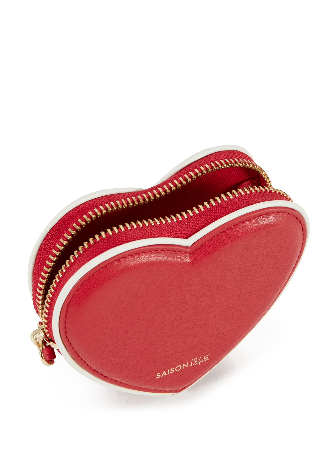 Cowhide leather heart-shaped coin purse SAISON 1865 Red