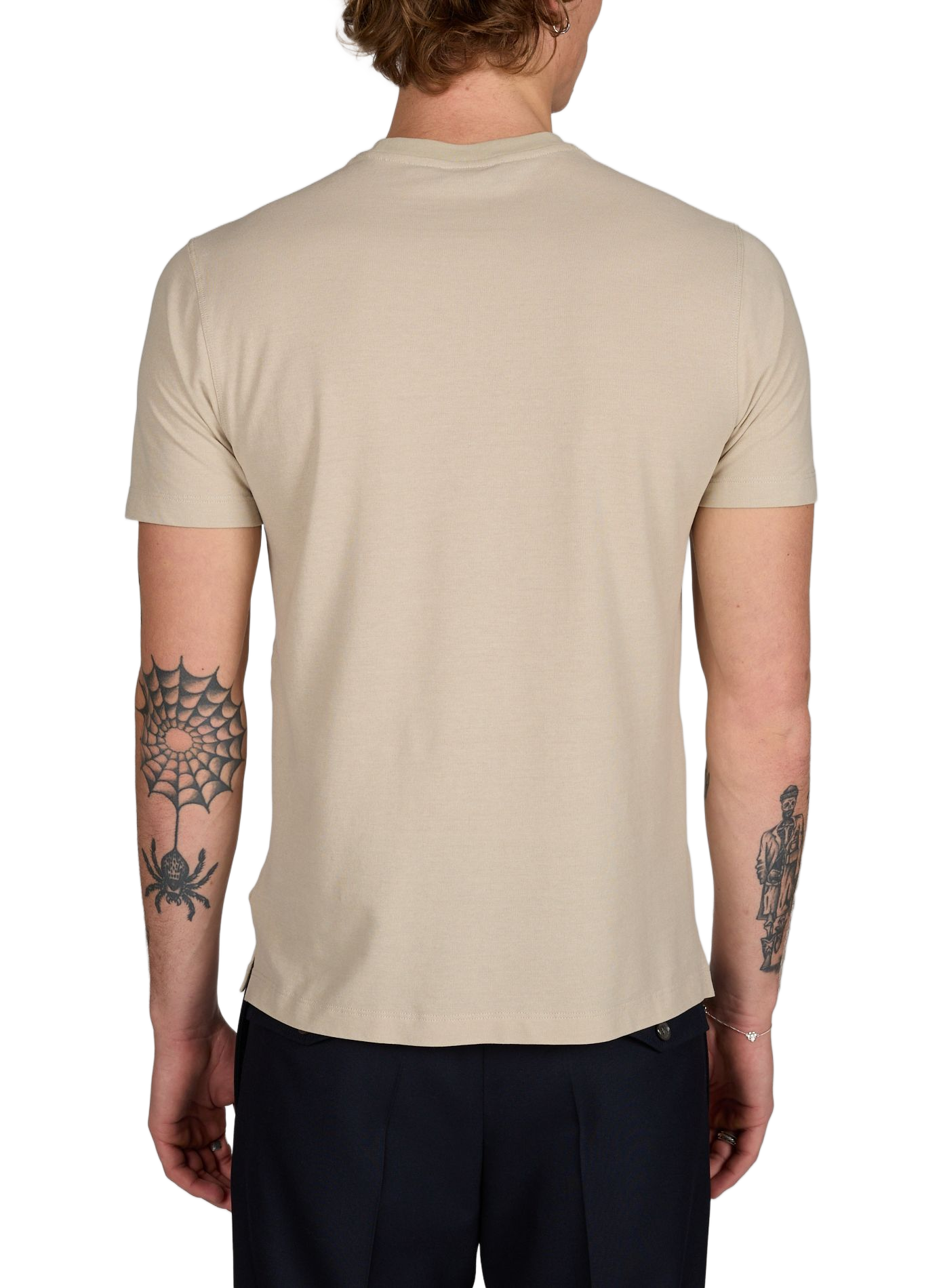 Plain round neck cotton T-shirt SLOWEAR Beige