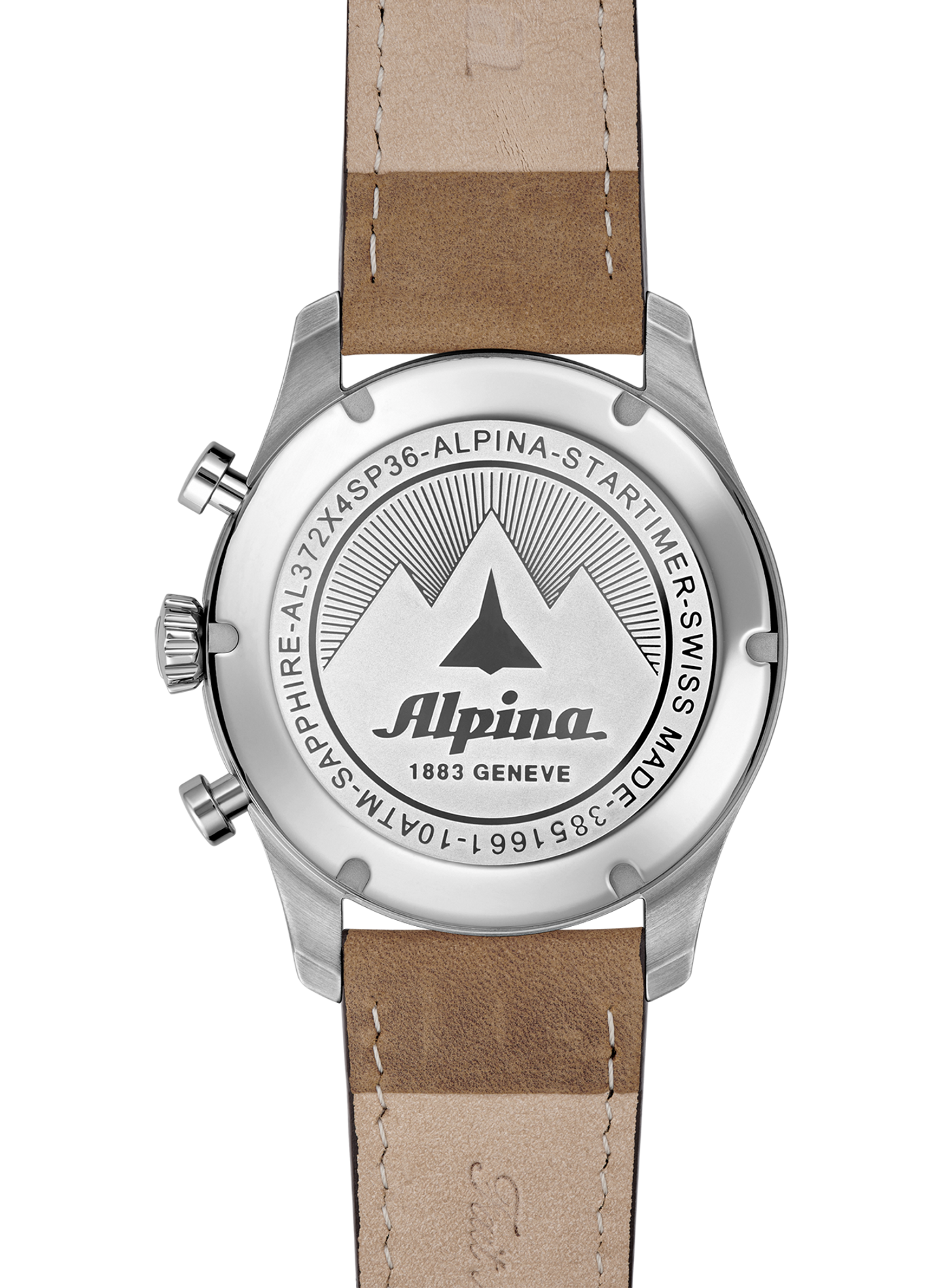 Montre quartz Pilot Quartz Chronograph en cuir de veau ALPINA Bleu
