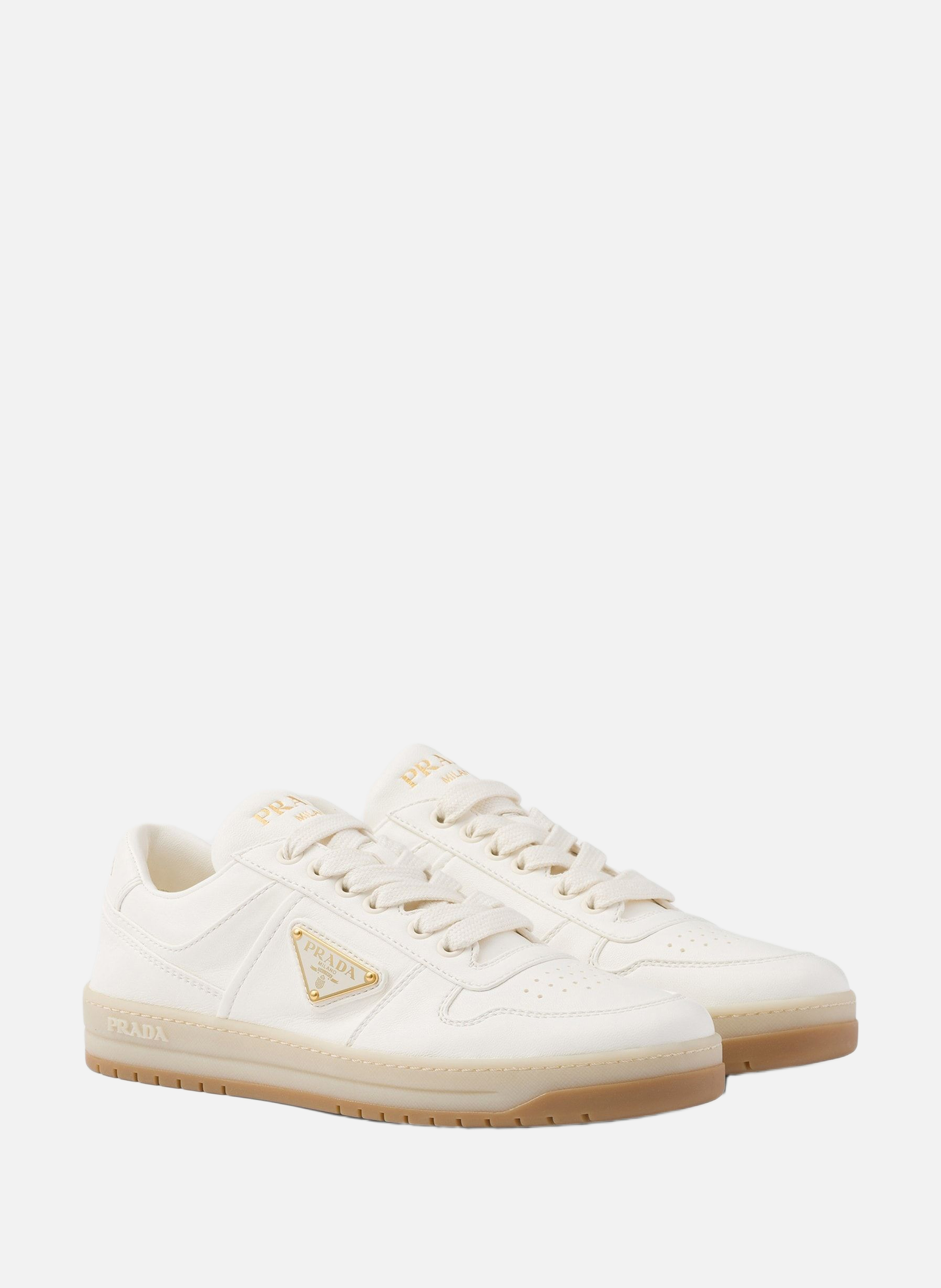 Sneakers downtown en cuir nappa PRADA Beige