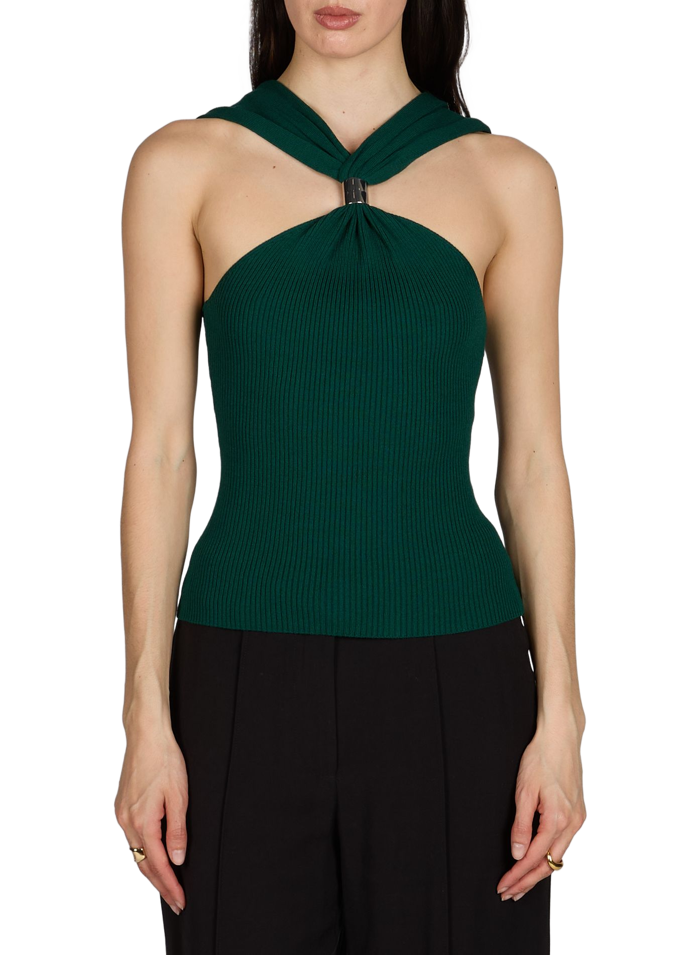 Ribbed wrap top OBJECT Green