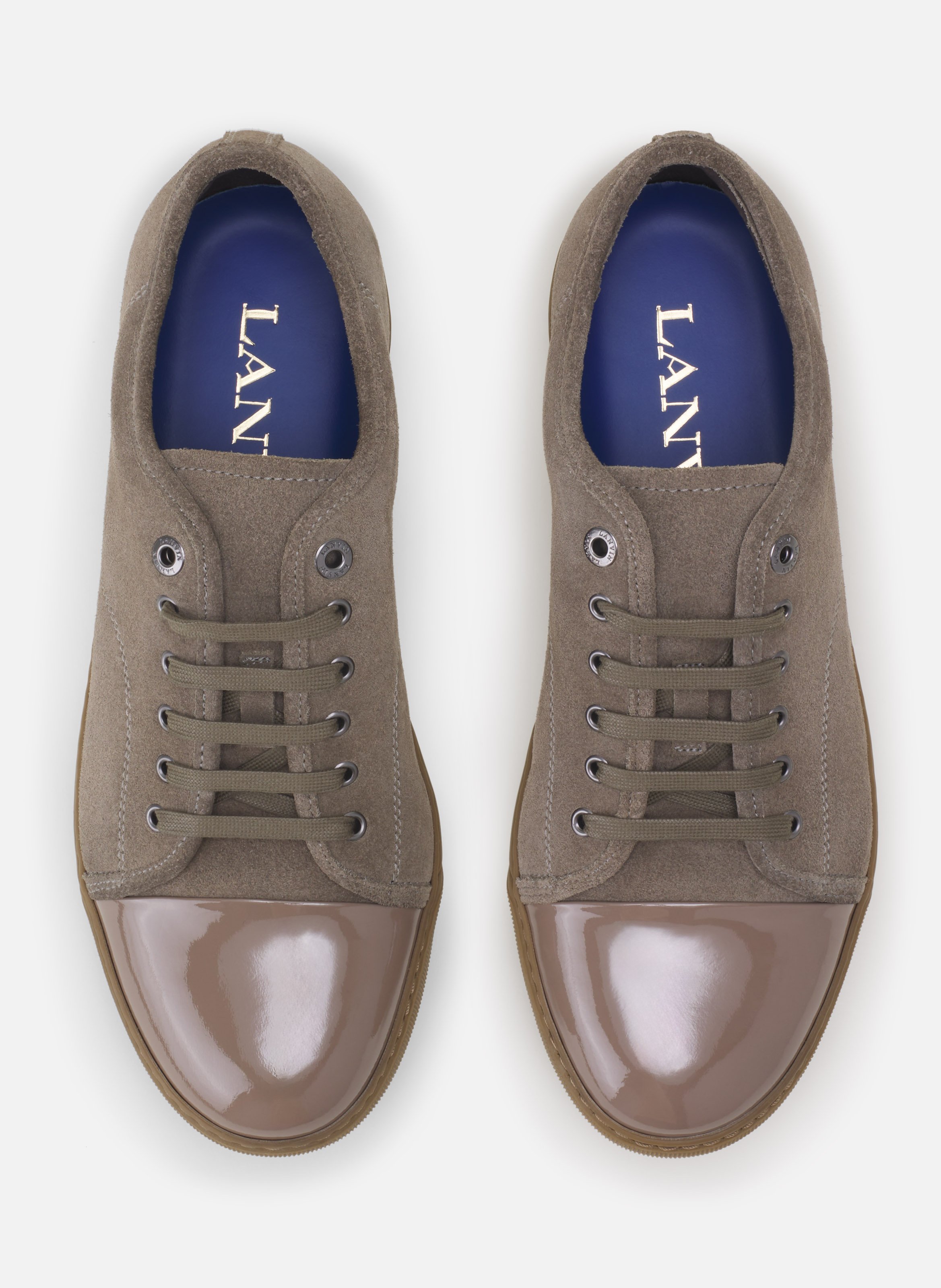 Sneakers dbb1 en suede et cuir vernis LANVIN Vert