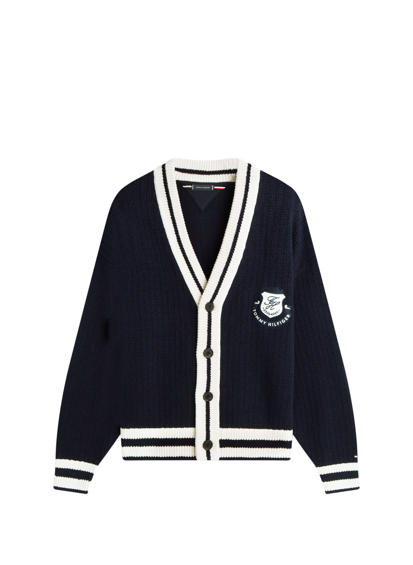 Ribbed cotton cardigan TOMMY HILFIGER Blue