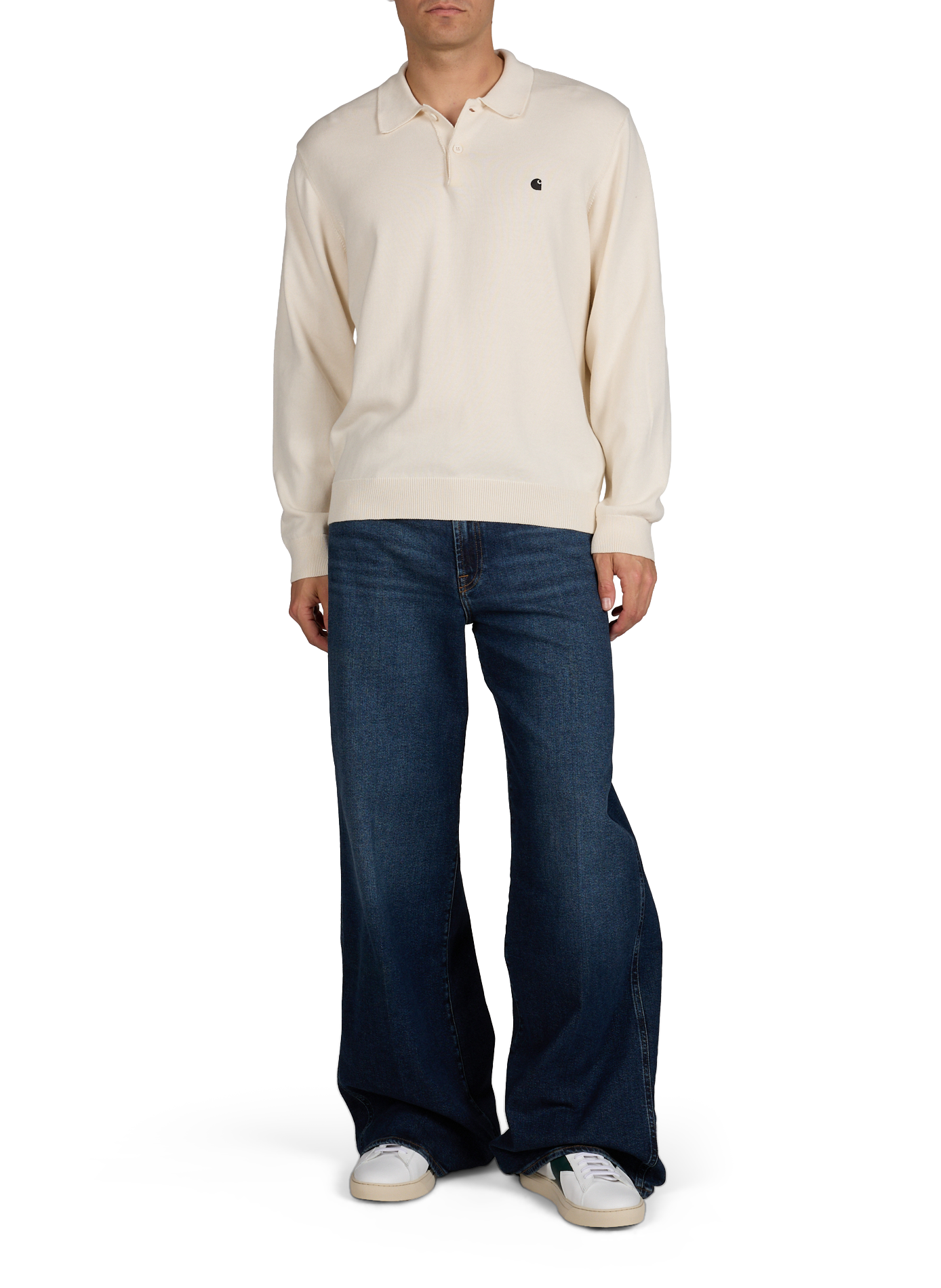 Long-sleeved cotton polo shirt CARHARTT WIP Beige