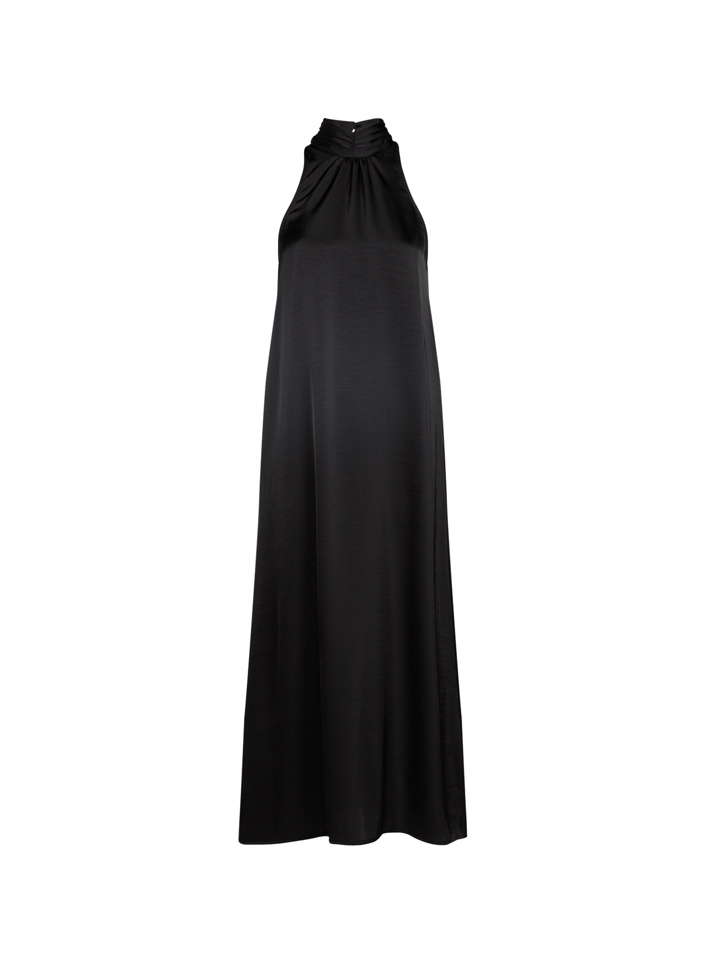 Long satin dress with decorative scarf OBJECT Black