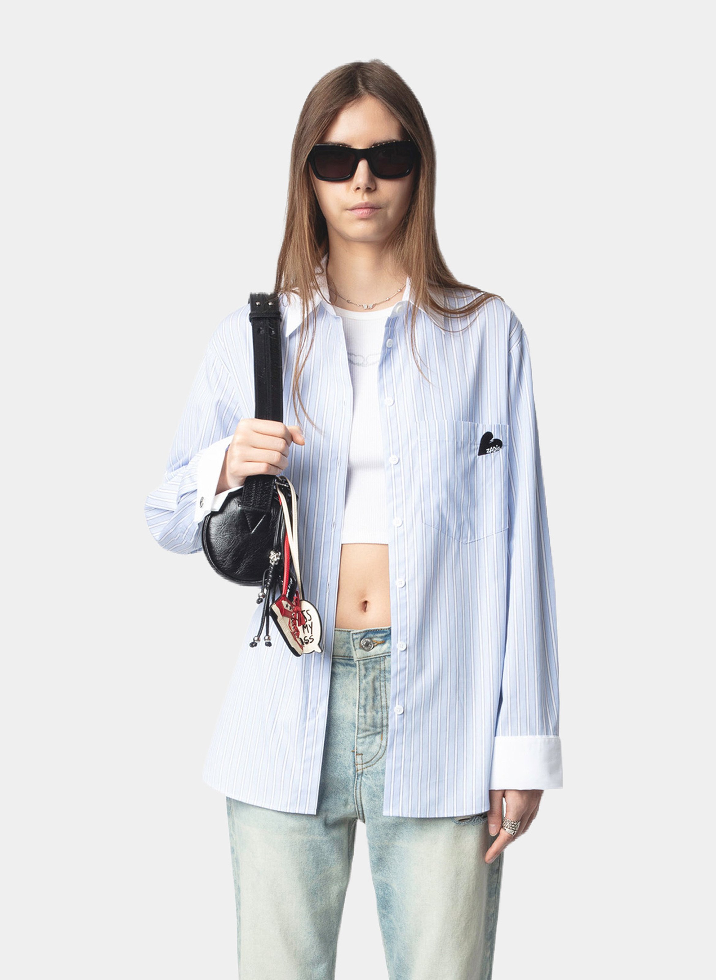 Chemise droite rayée avec broderie morning ZADIG&VOLTAIRE Bleu