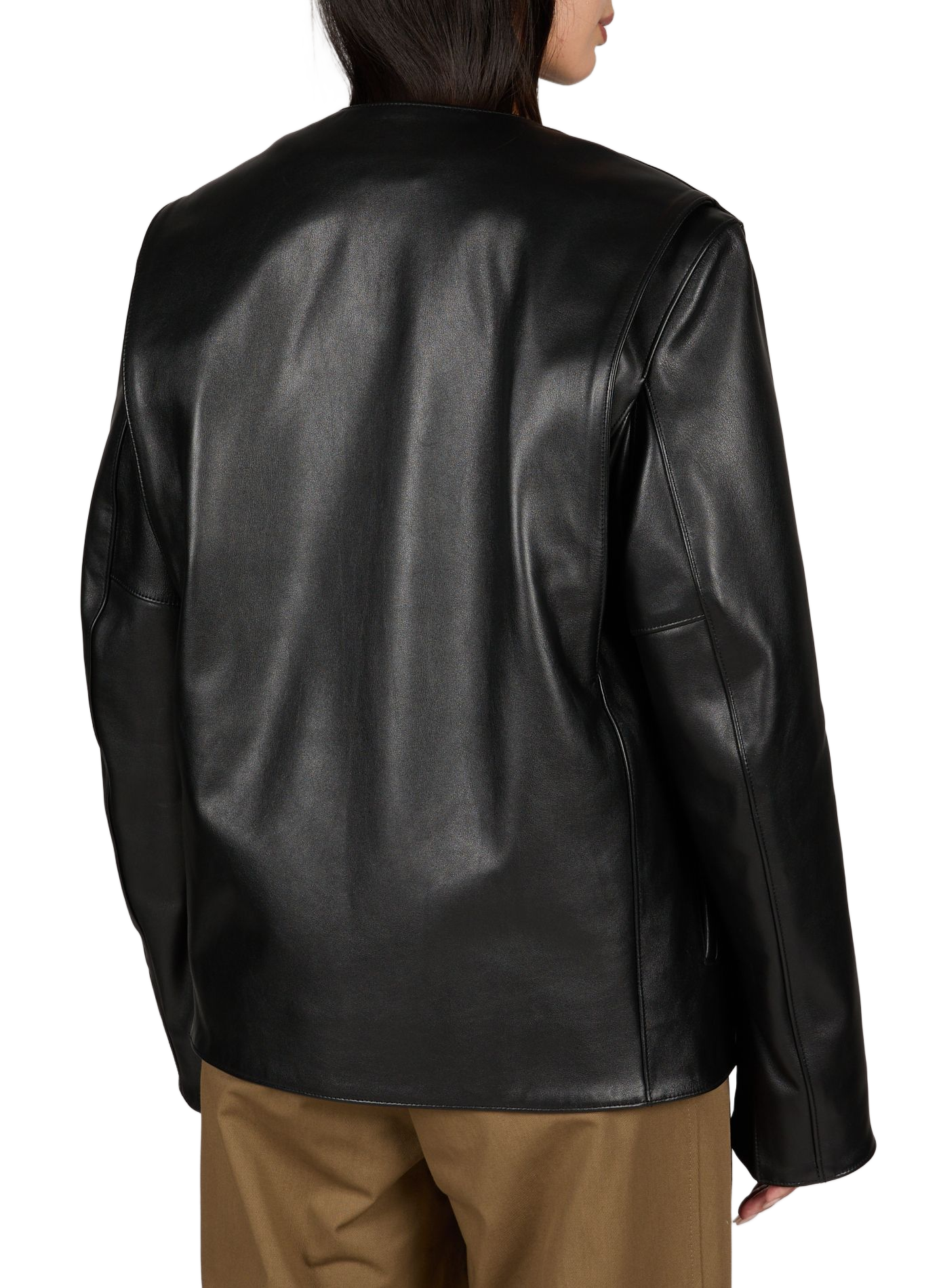 Veste unie en cuir TOTEME Noir