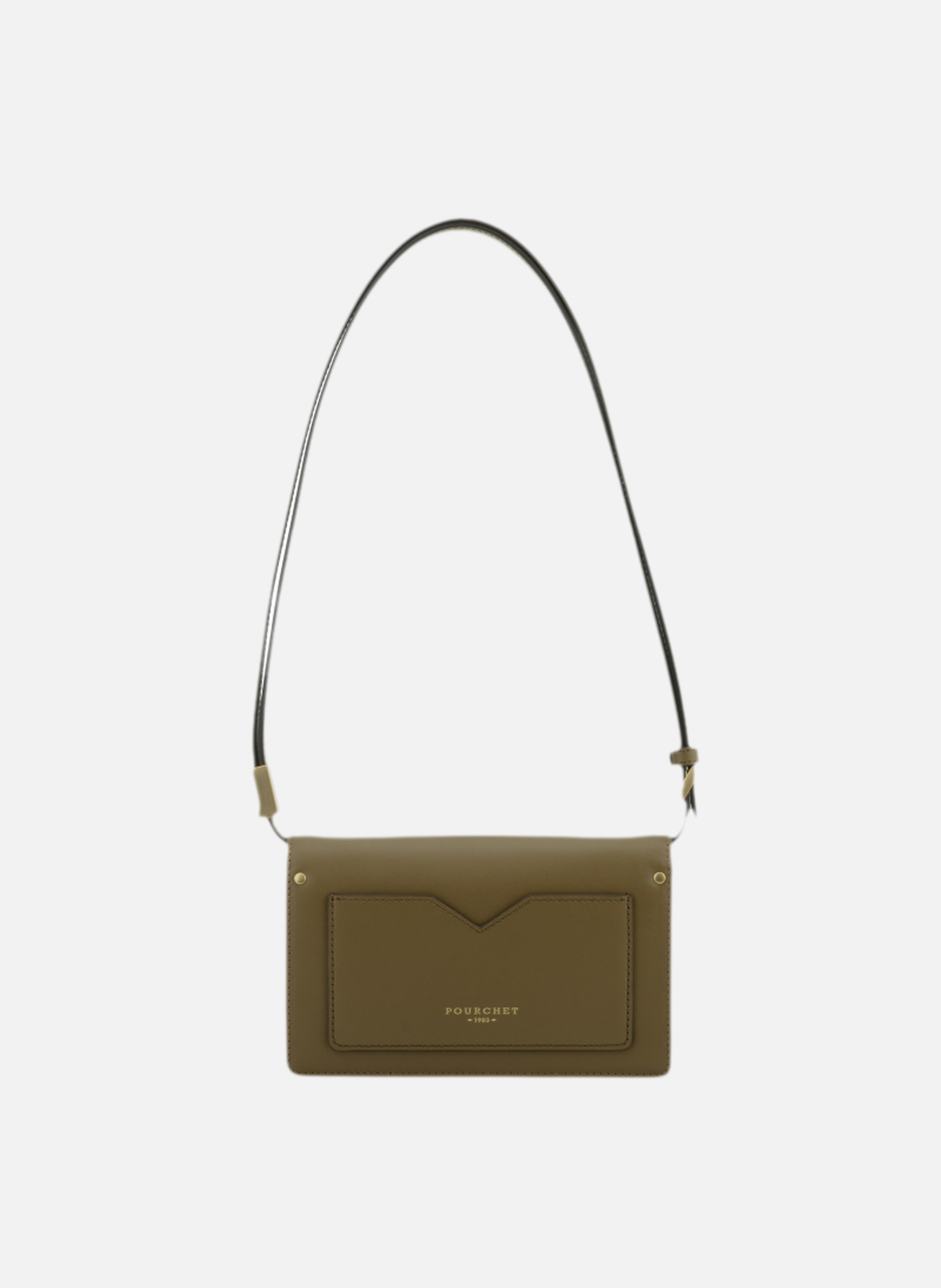 Anjou | sac porté épaule pm en cuir lisse | Kaki POURCHET Femme