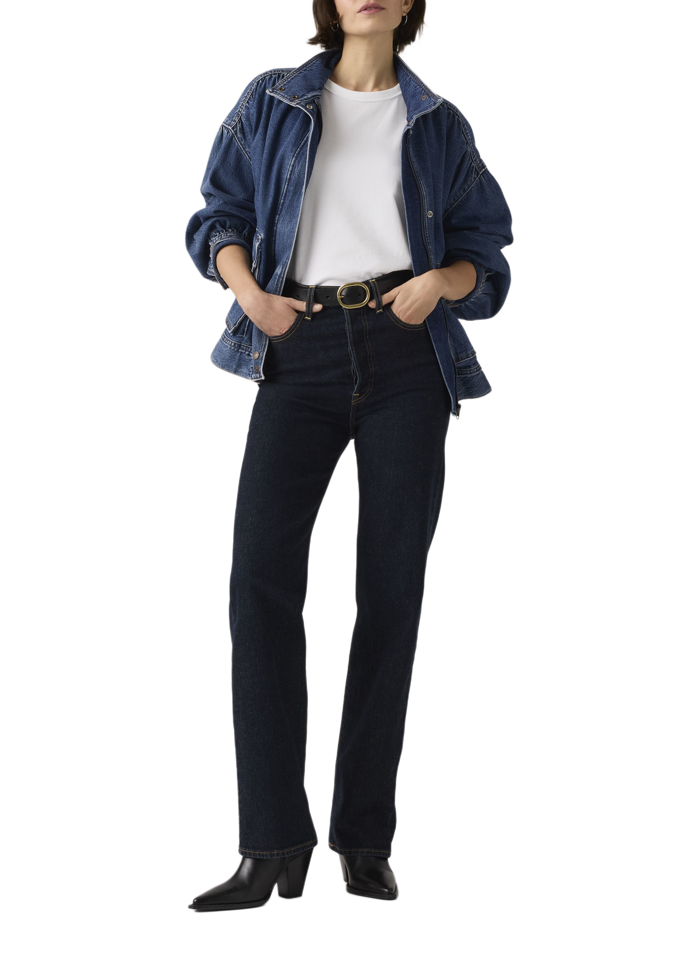 Jean Ribcage Full-length en coton mélangé LEVI'S Bleu