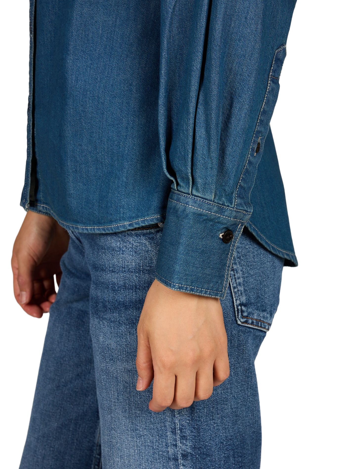 Gerade Jeanshemd aus Baumwolle CLOSED Blau