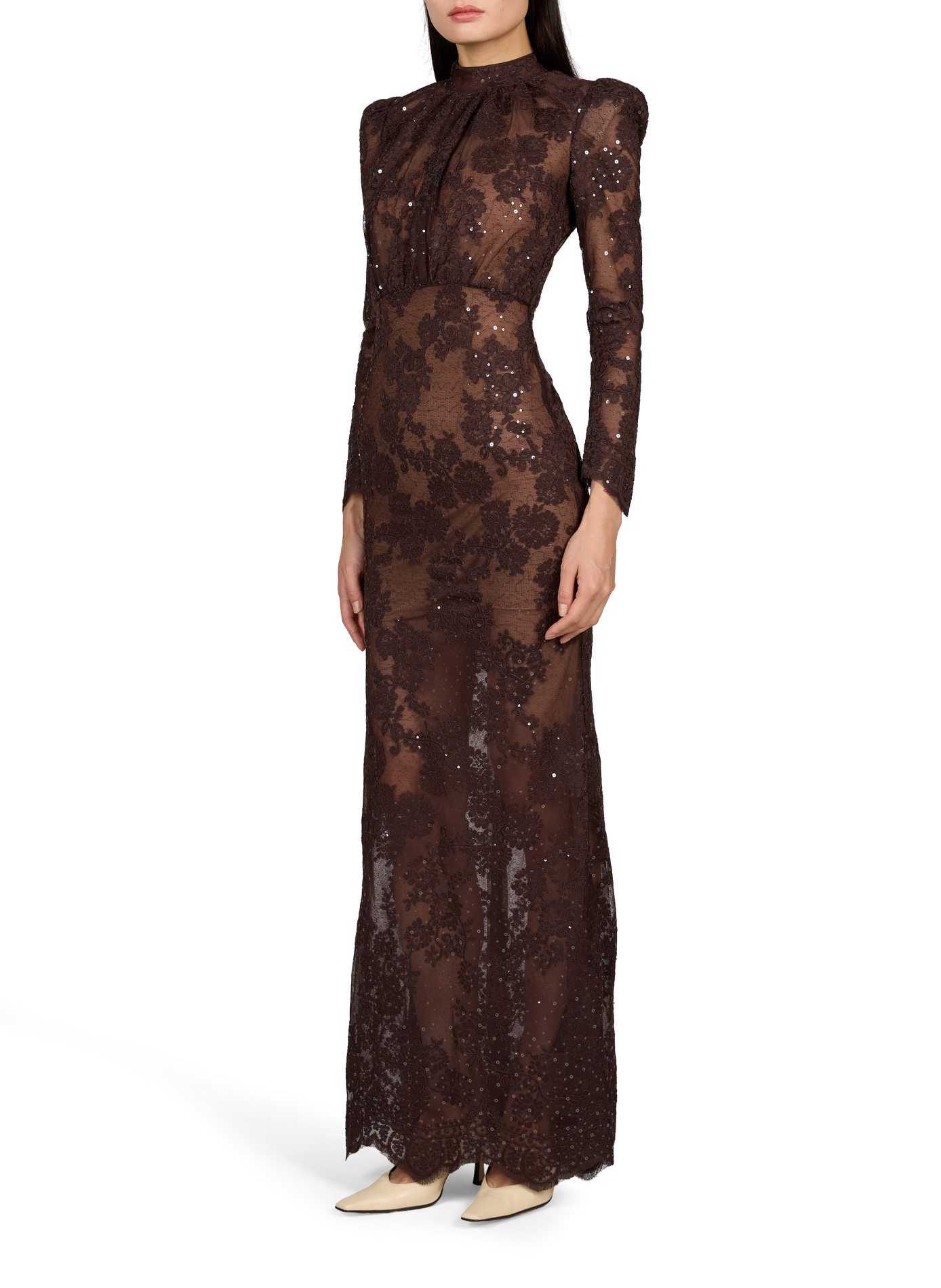 Fitted sequin maxi dress  SELF PORTRAIT Brown