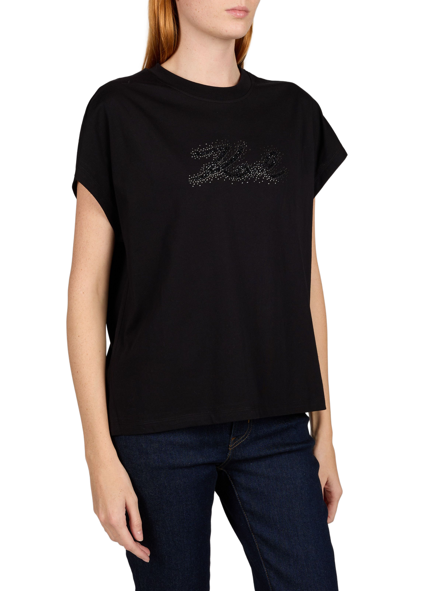 Straight-fit cotton logo T-shirt KARL LAGERFELD Black