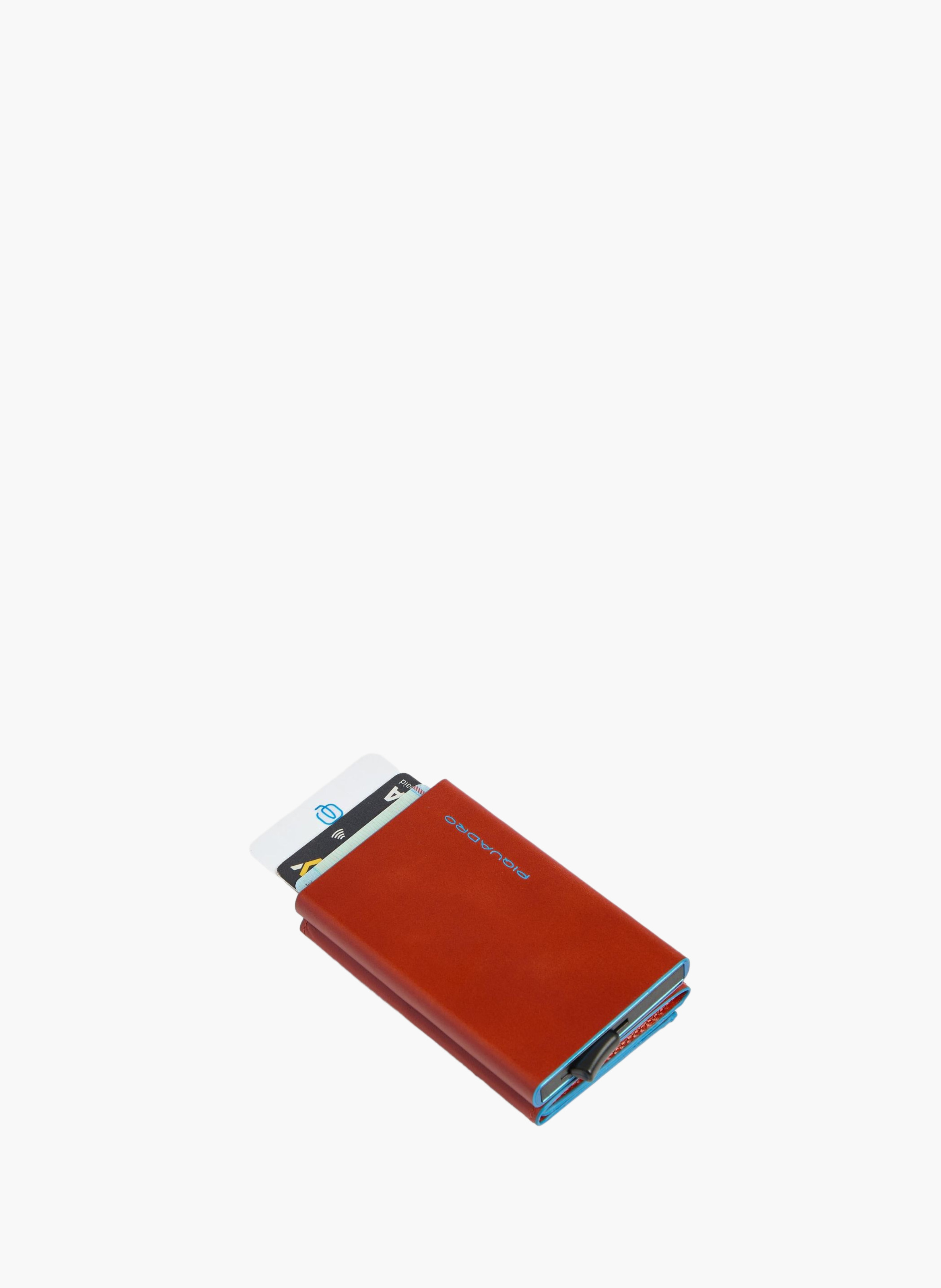 Compact leather wallet with pop-up card holder PIQUADRO Brown