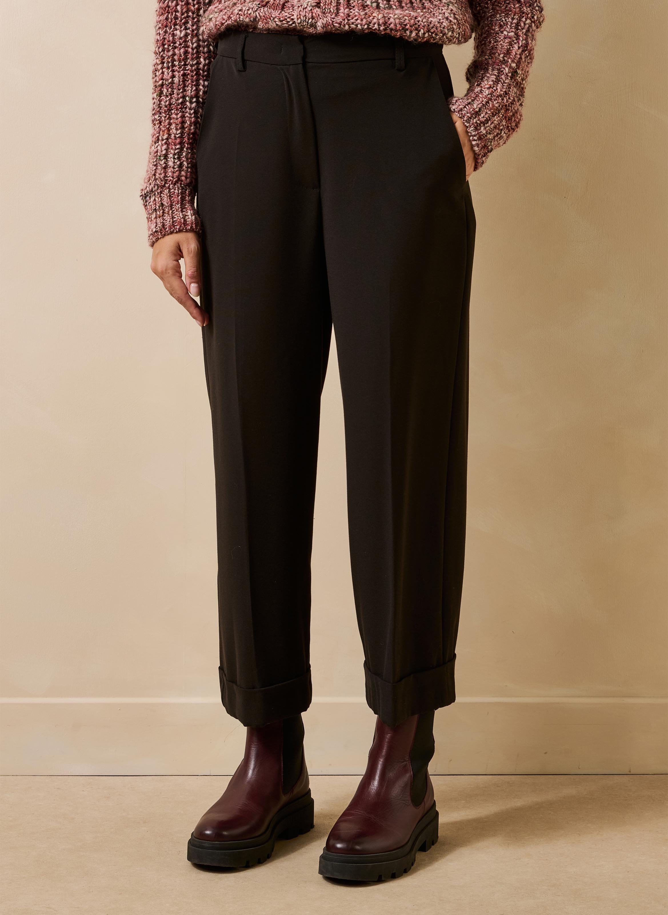 Wijde broek met omslag LA FEE MARABOUTEE Zwart