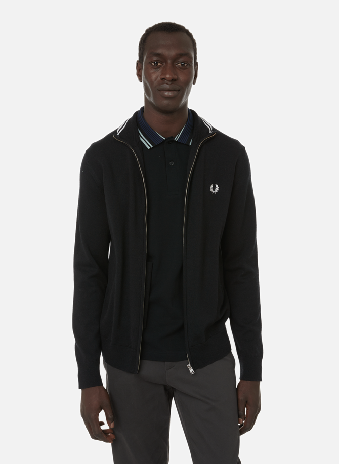 FRED PERRY wool and cotton zipped sweater