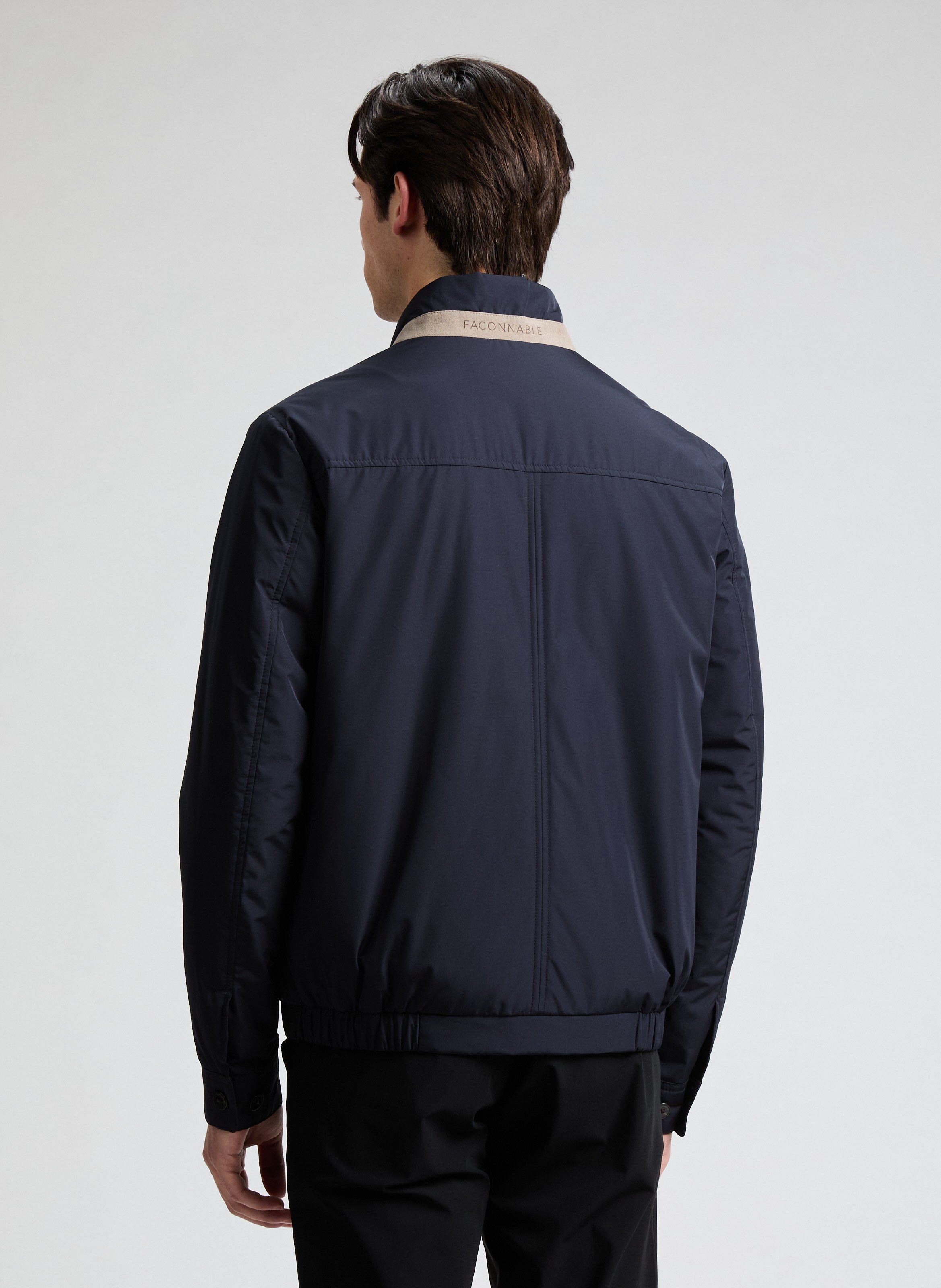 Short jacket with high collar Blue