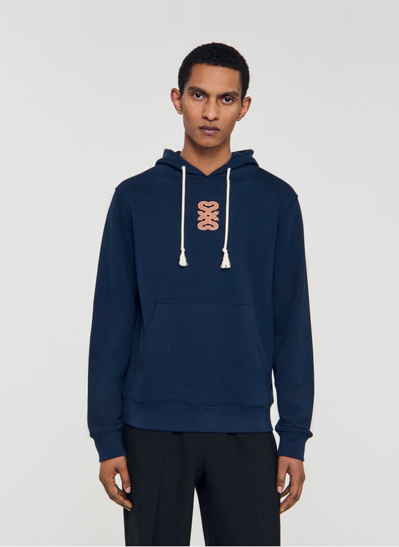 Sweat à capuche en coton Bleu by SANDRO SANDRO Sweat à capuche en coton Bleu