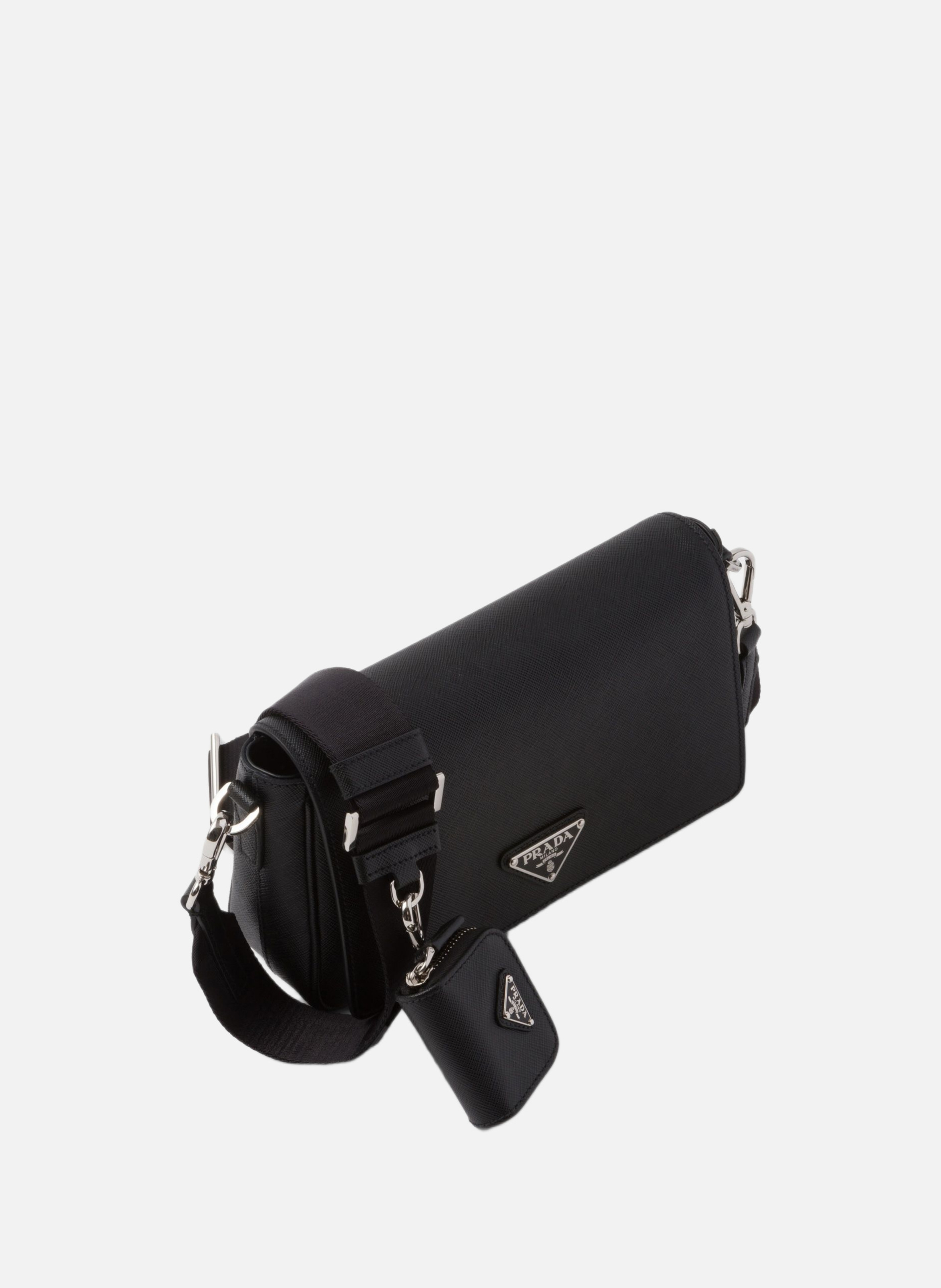 Sac porté épaule en cuir saffiano PRADA Noir