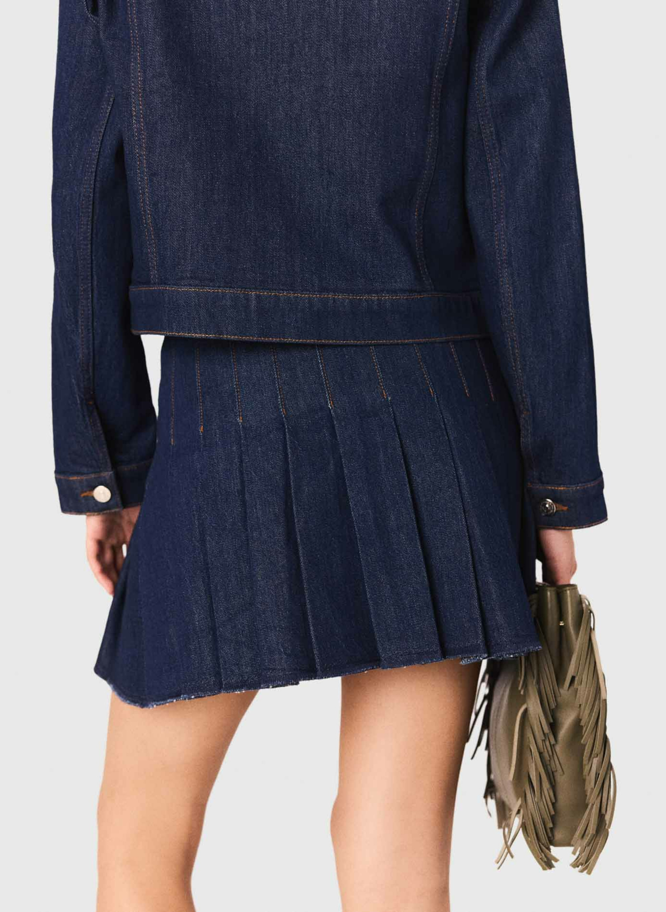 Jupe courte en denim de coton MAJE Bleu