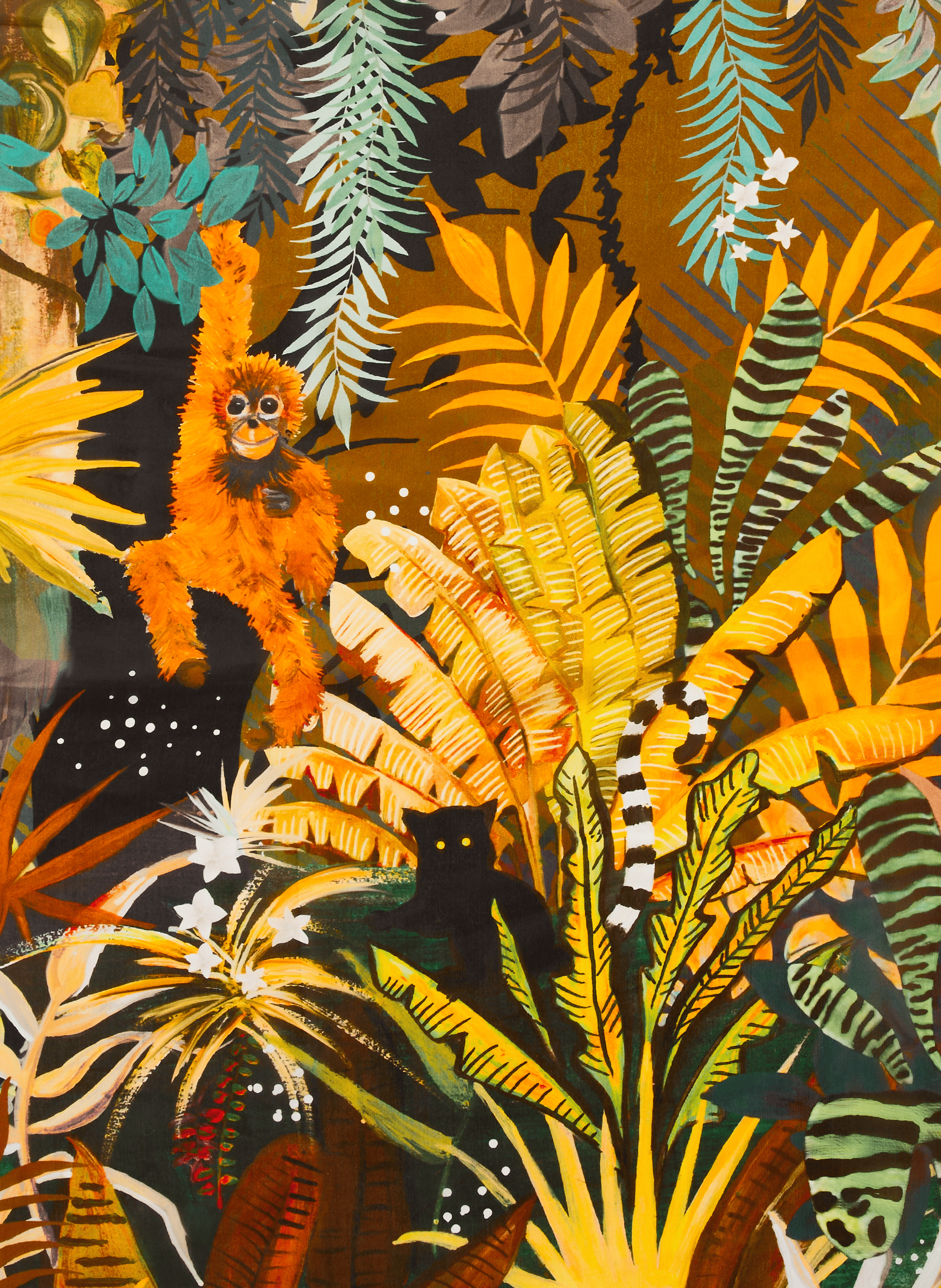 Foulard imprimé floral en soie WILD Kaki