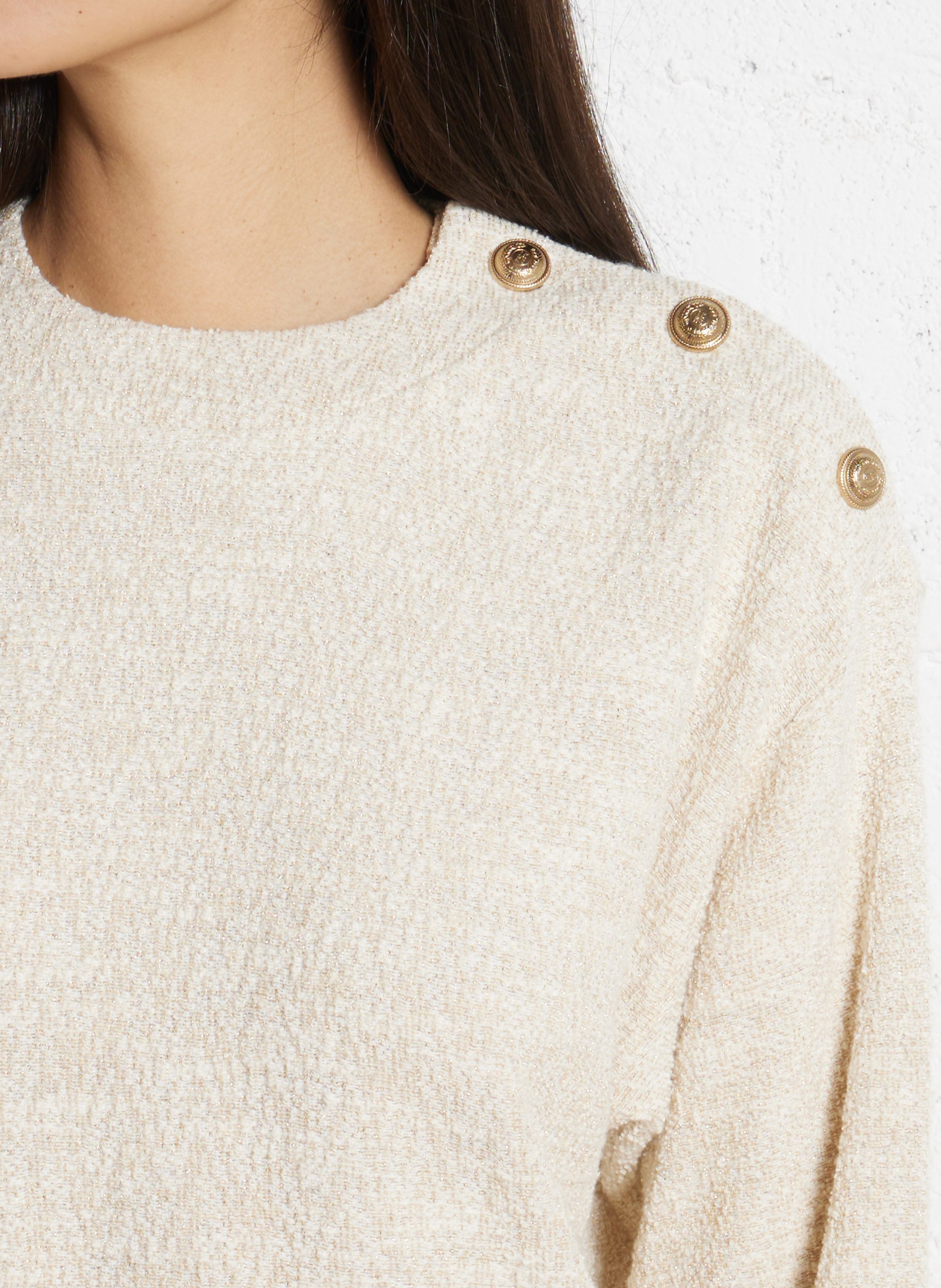 Pull col rond en coton mélangé IKKS Blanc