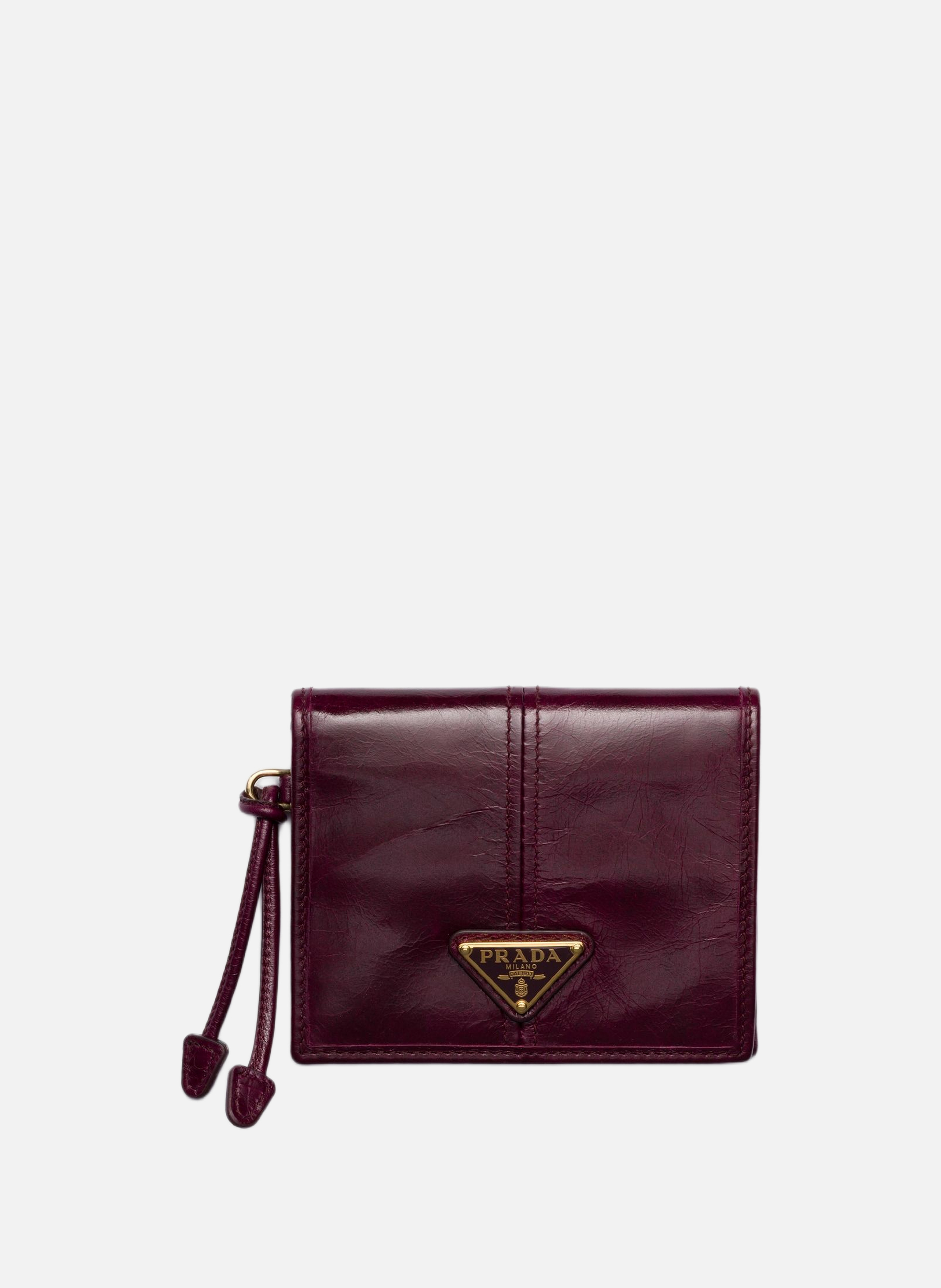 Petit portefeuille en cuir PRADA Rouge