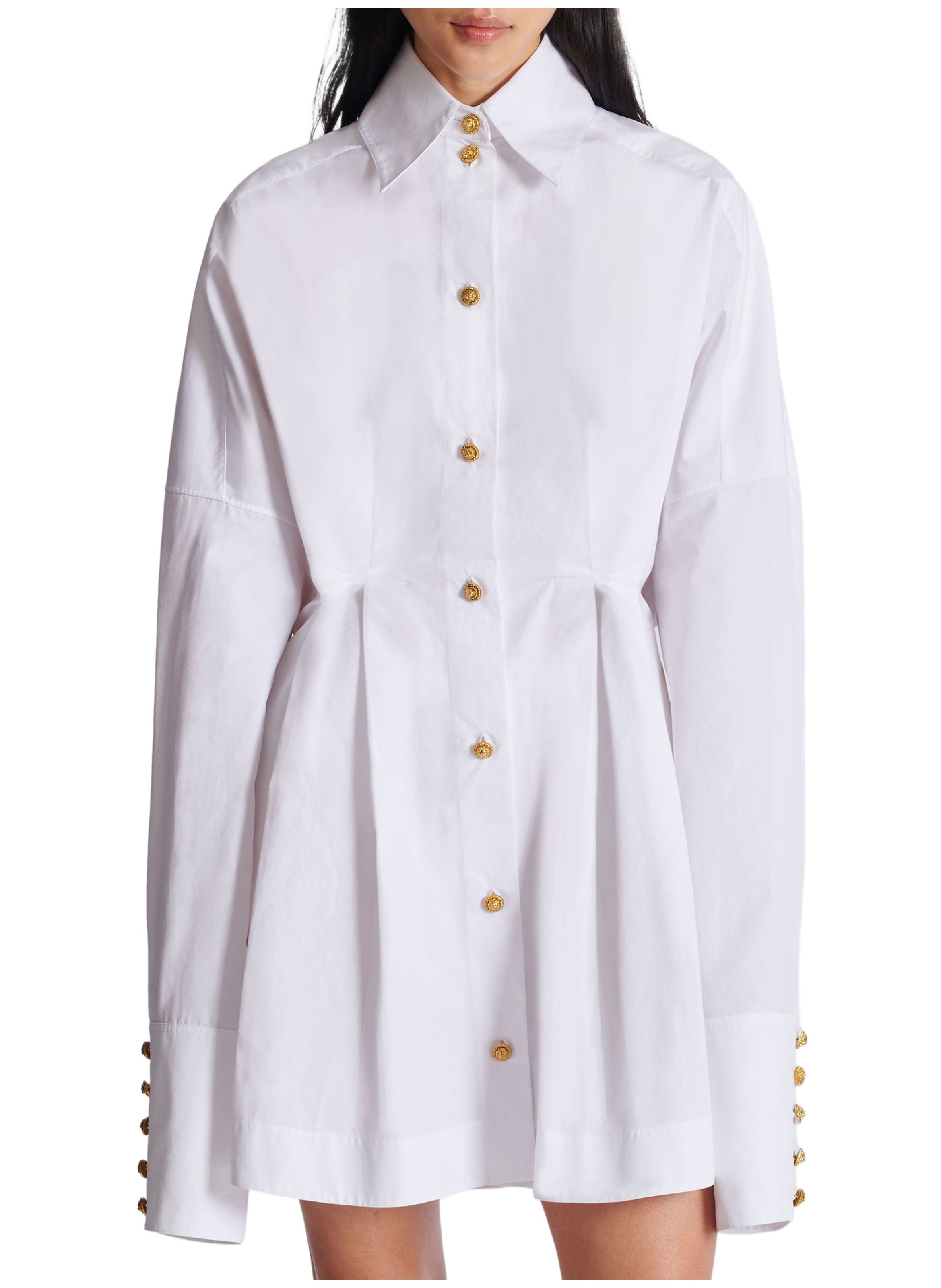 Robe-chemise en popeline BALMAIN Blanc
