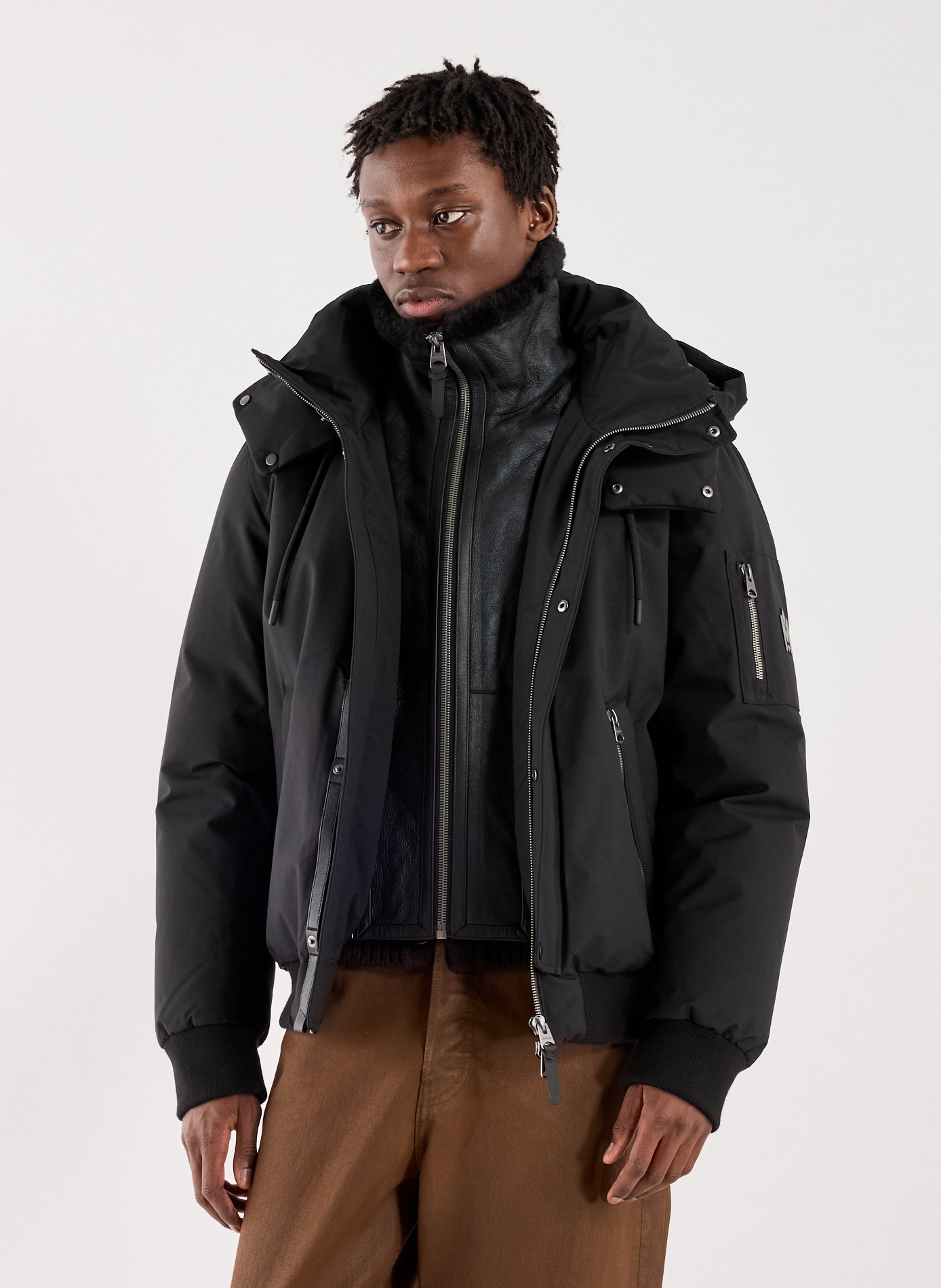 Blouson d'aviateur Iker 2-en-1 avec plastron de rason amovible MACKAGE Noir