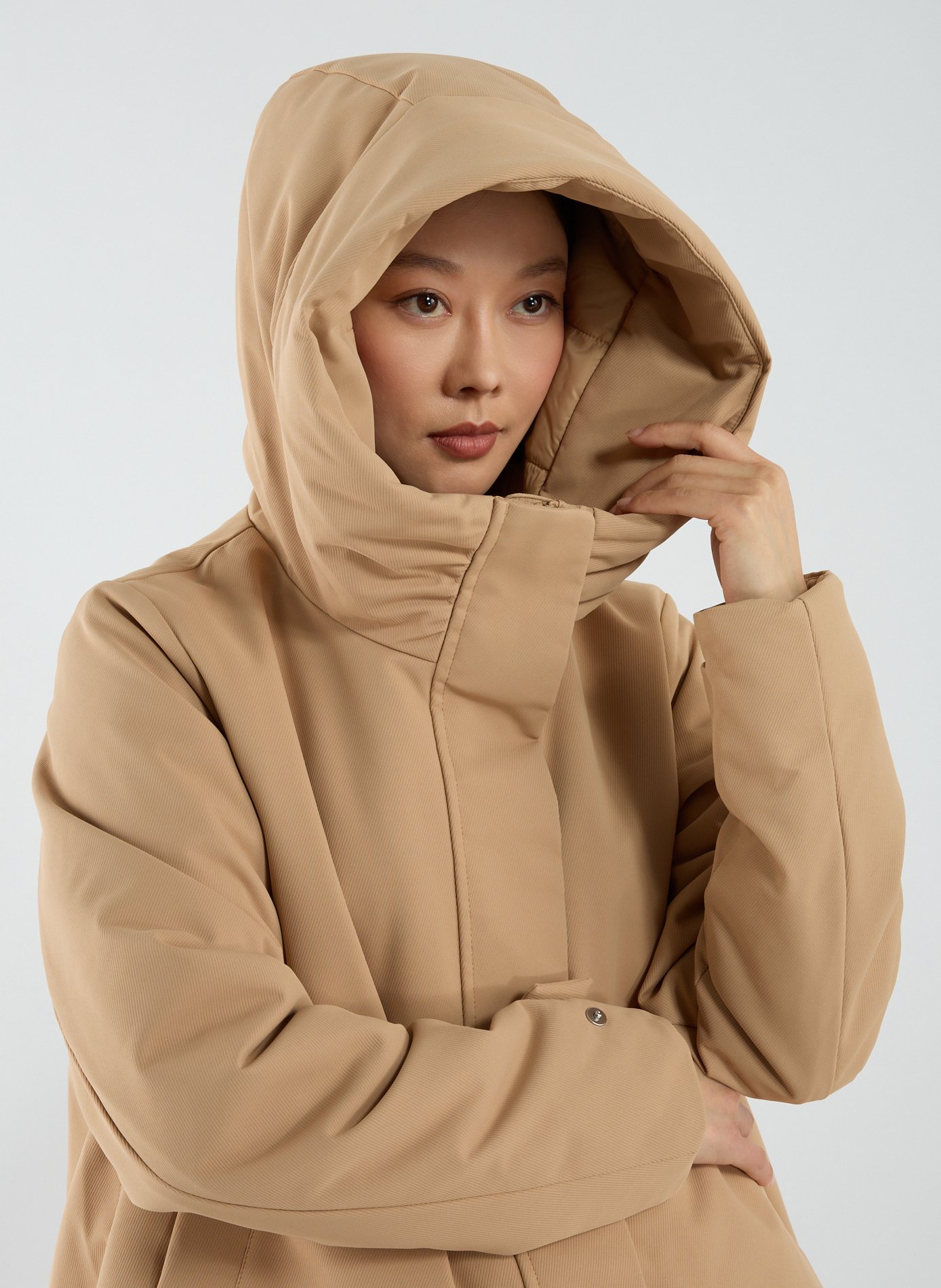 Short jacket with hood and high collar SAVE THE DUCK Beige