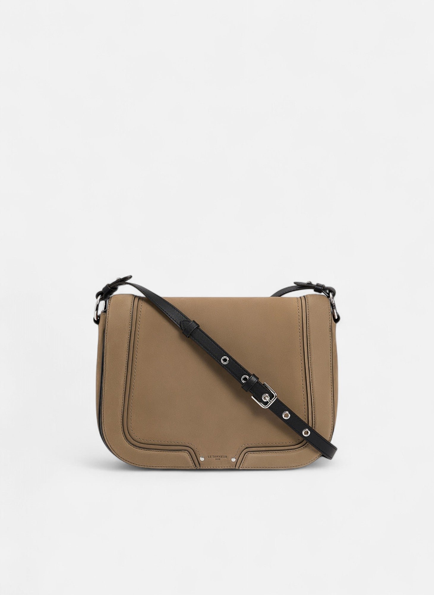 Grand sac bandoulière ella en cuir lisse et nubuck LE TANNEUR Marron