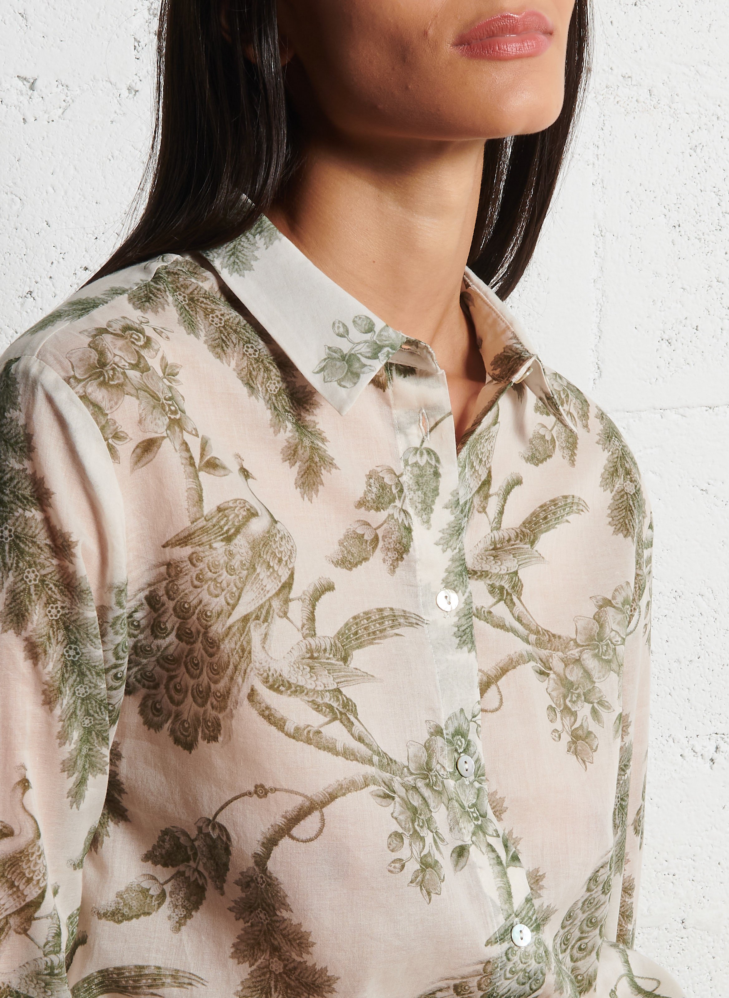 Chemise droite en coton colette MAISON 123 Kaki