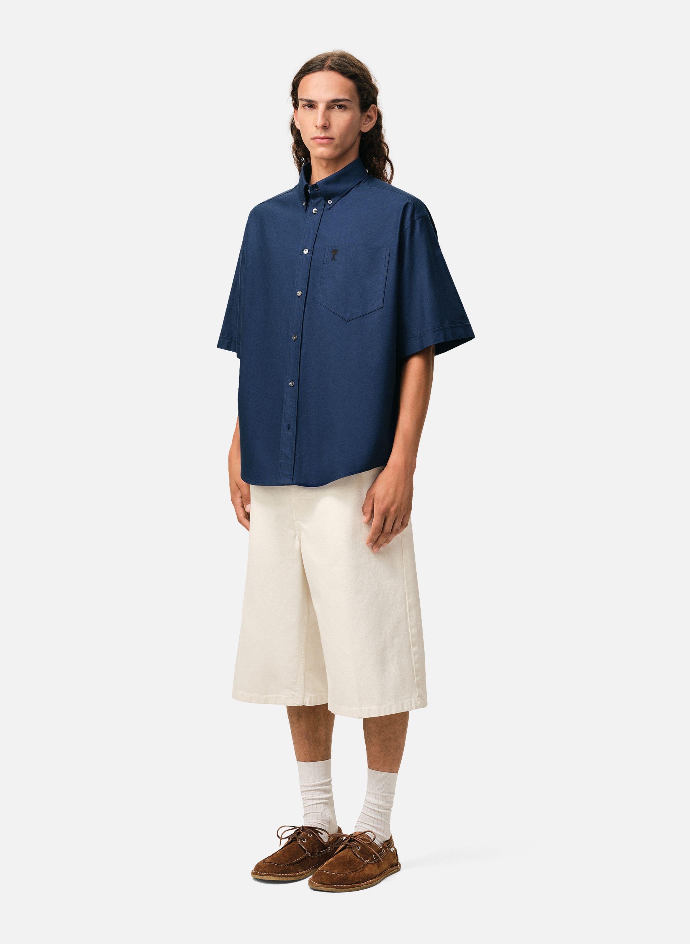 Chemise boxy ami de coeur en coton AMI PARIS Bleu