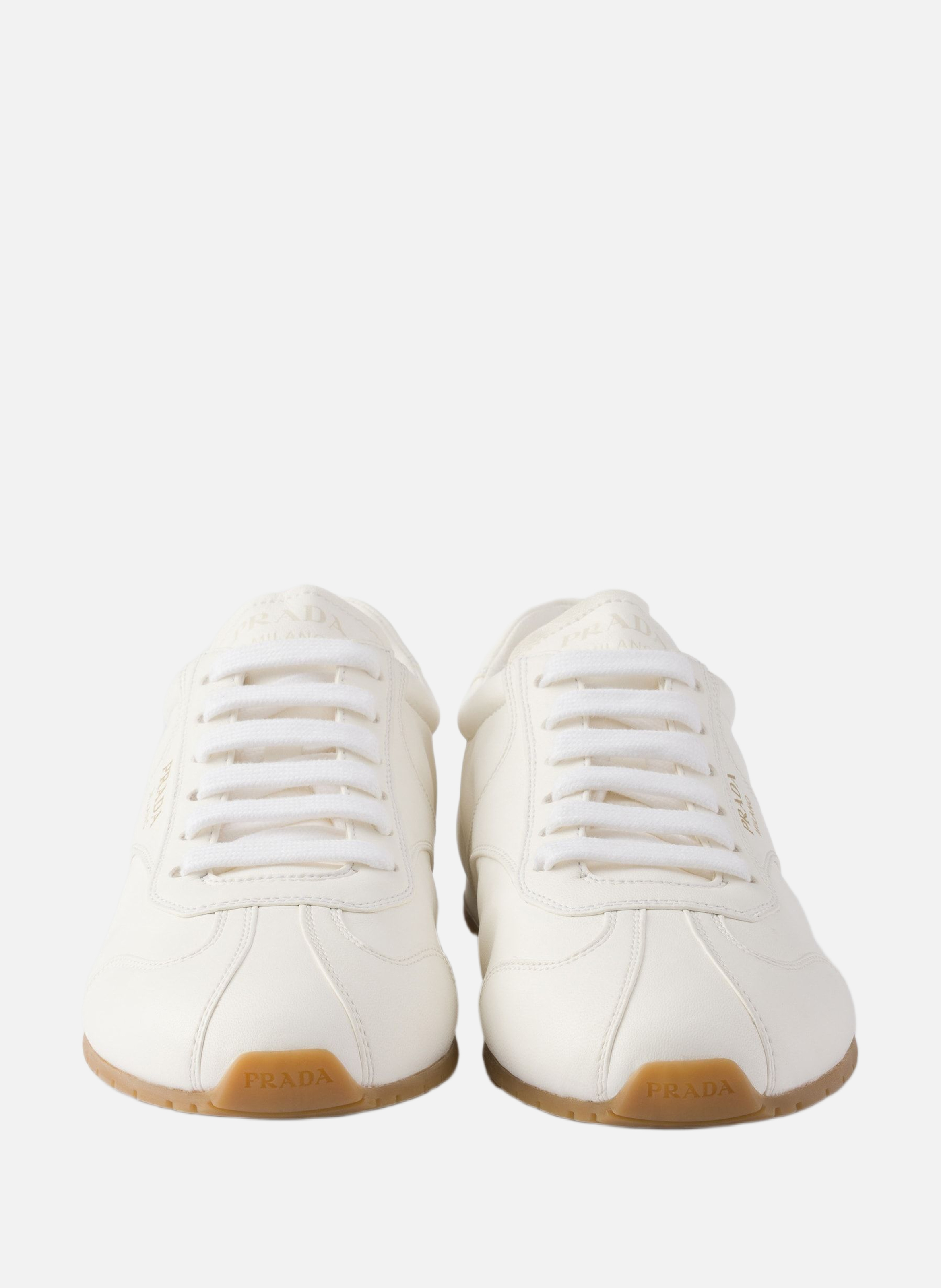 Sneakers en cuir nappa PRADA Beige