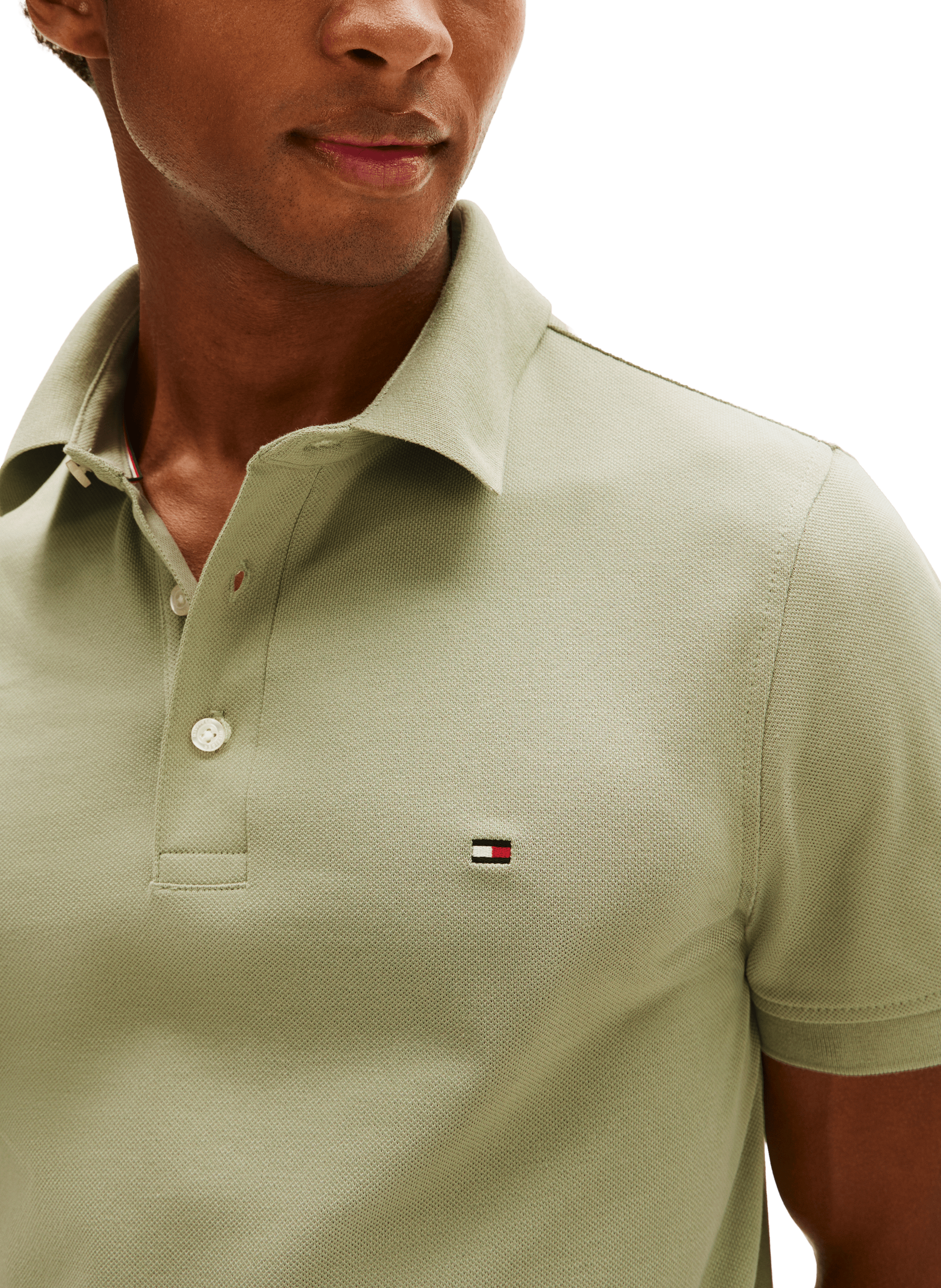 Organic cotton piqué slim-fit polo shirt TOMMY HILFIGER Green