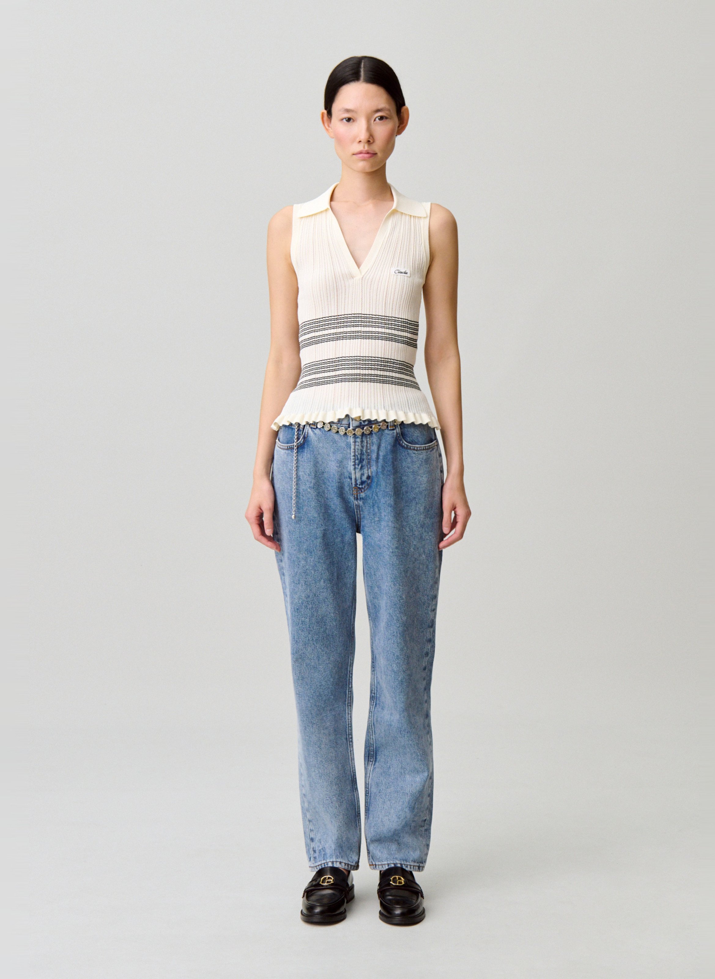 Top moulant côtelé col v CLAUDIE PIERLOT Multicolore