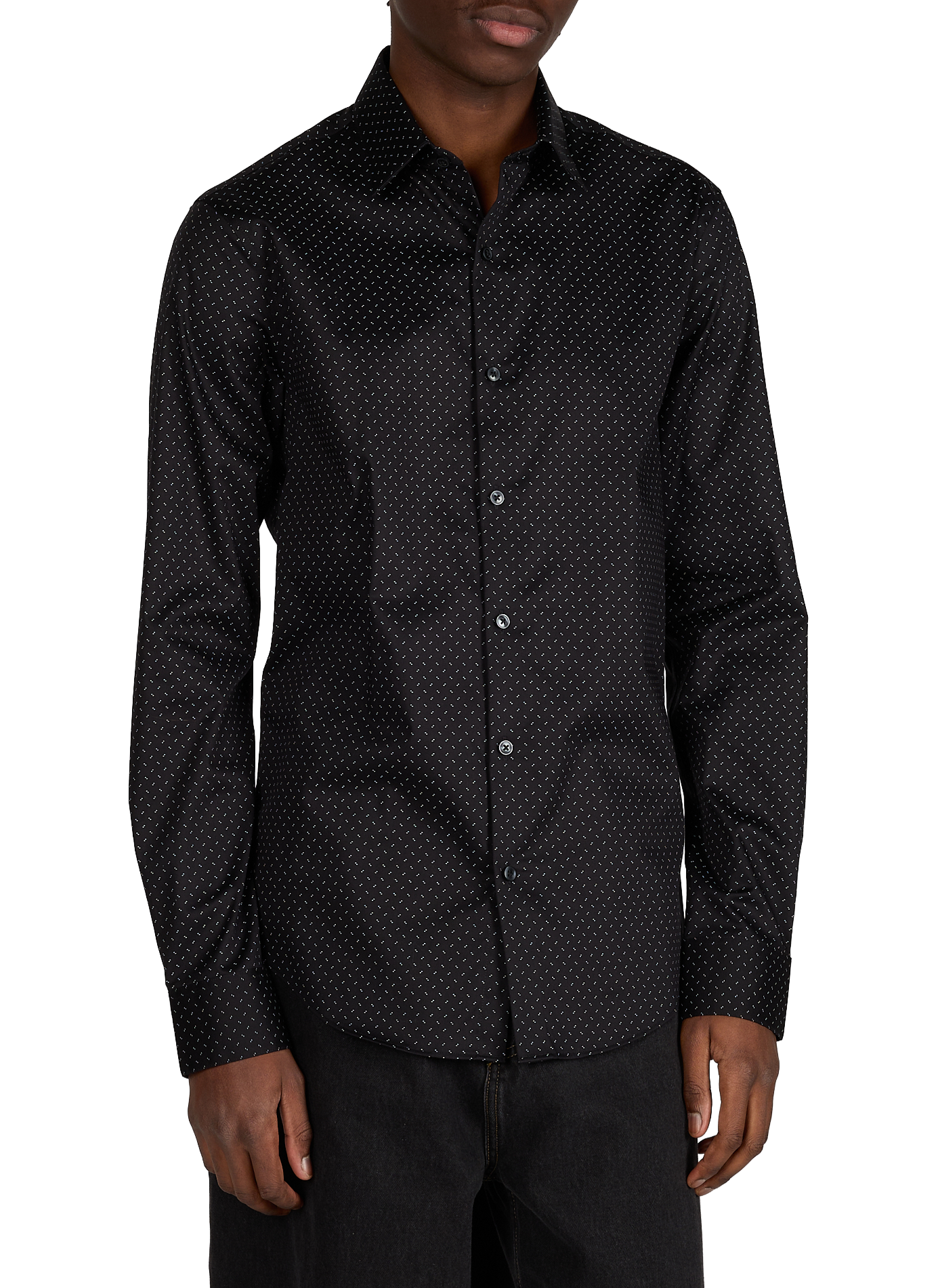 Chemise col classique à motif en coton mélangé CALVIN KLEIN Noir