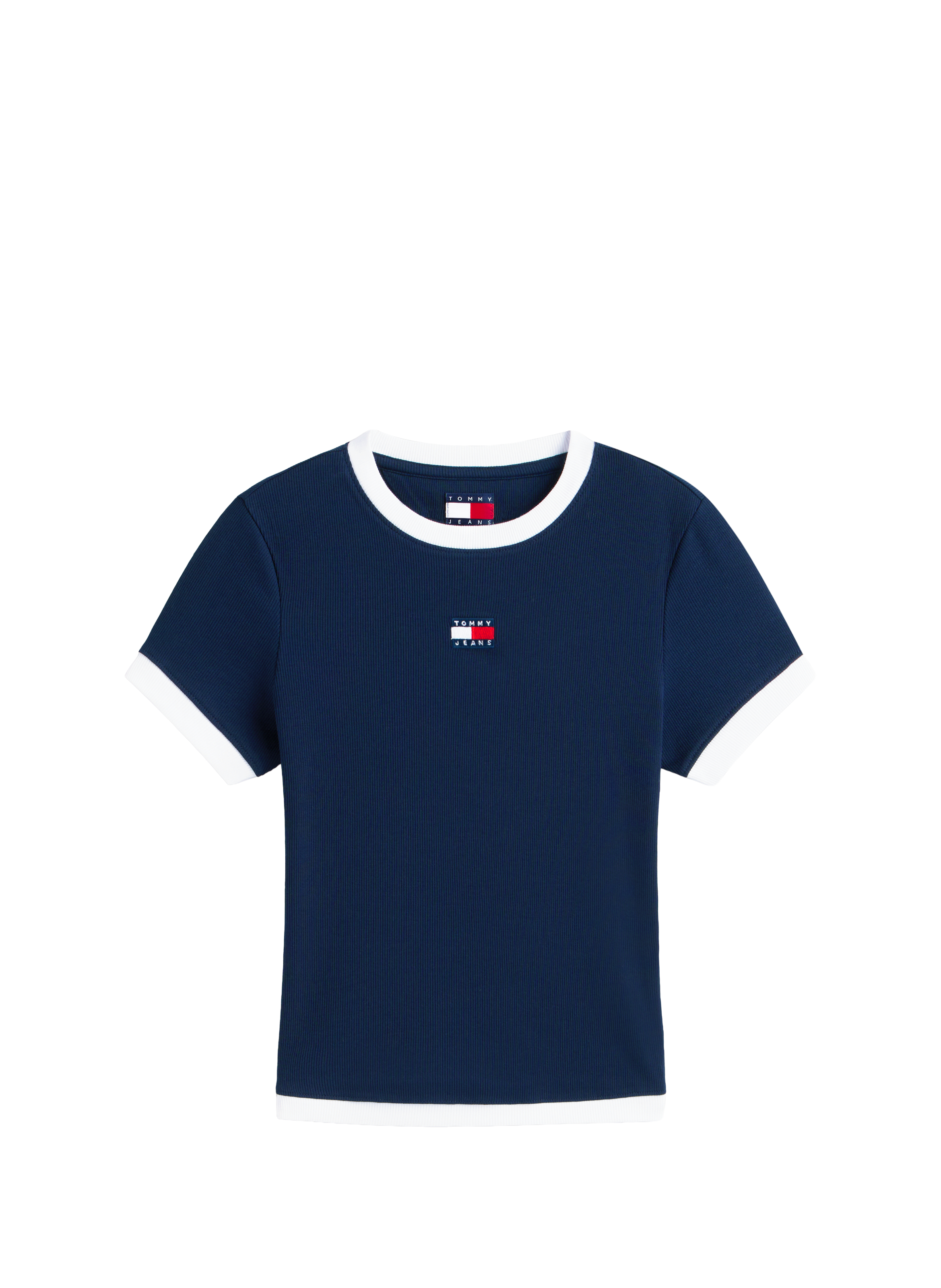 T-shirt côtelé en coton mélangé TOMMY HILFIGER Bleu