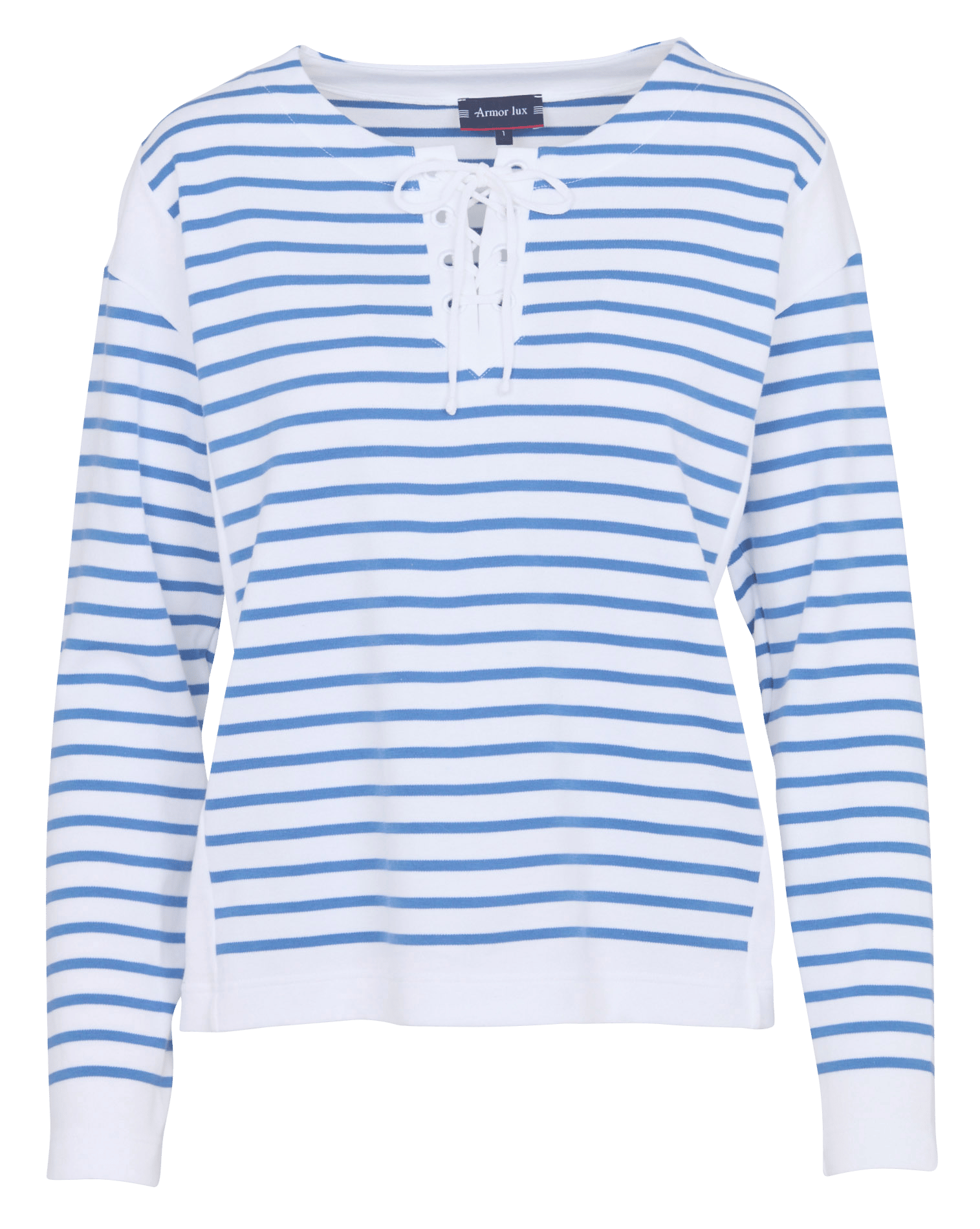 Top droit col rond en coton rayé ARMOR-LUX Blanc