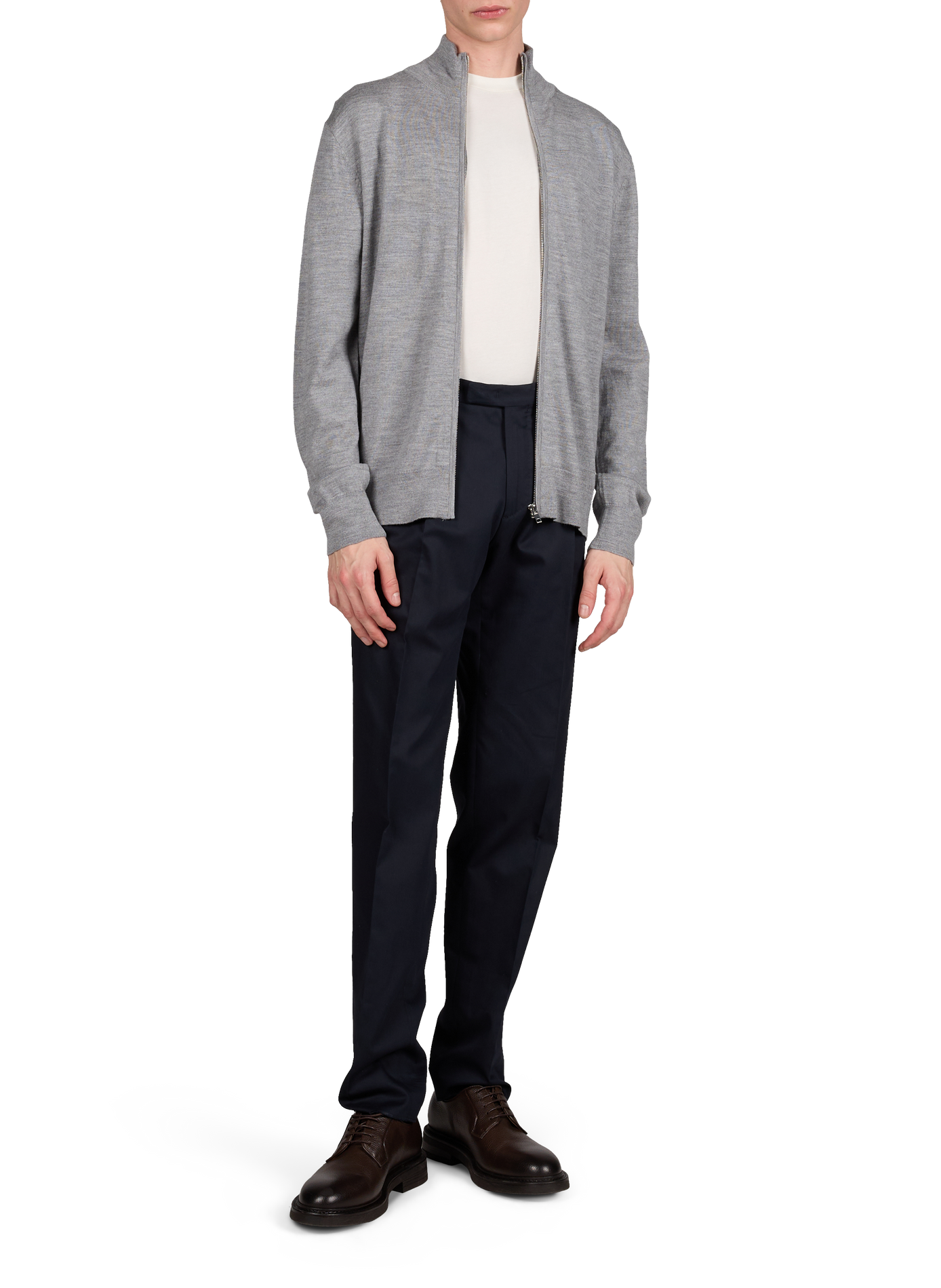 Cardigan à col montant en laine mérinos AU PRINTEMPS PARIS Gris